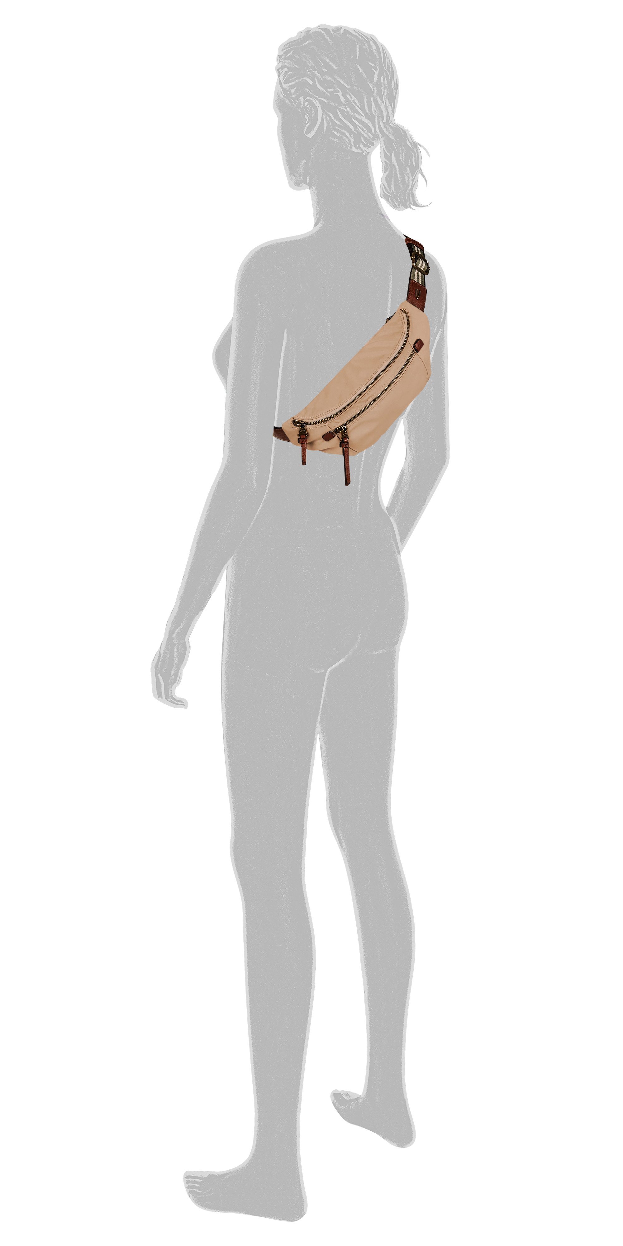 camel active Bauchtasche Bari, aus hochwertigem matten Nylon mit gestreiftem Gewebeband