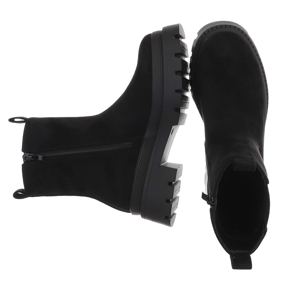 Ital-Design Damen Chelsea Boot mit Profilsohle und Blockabsatz Plateaustiefelette (92125257) Blockabsatz Stiefeletten in Schwarz