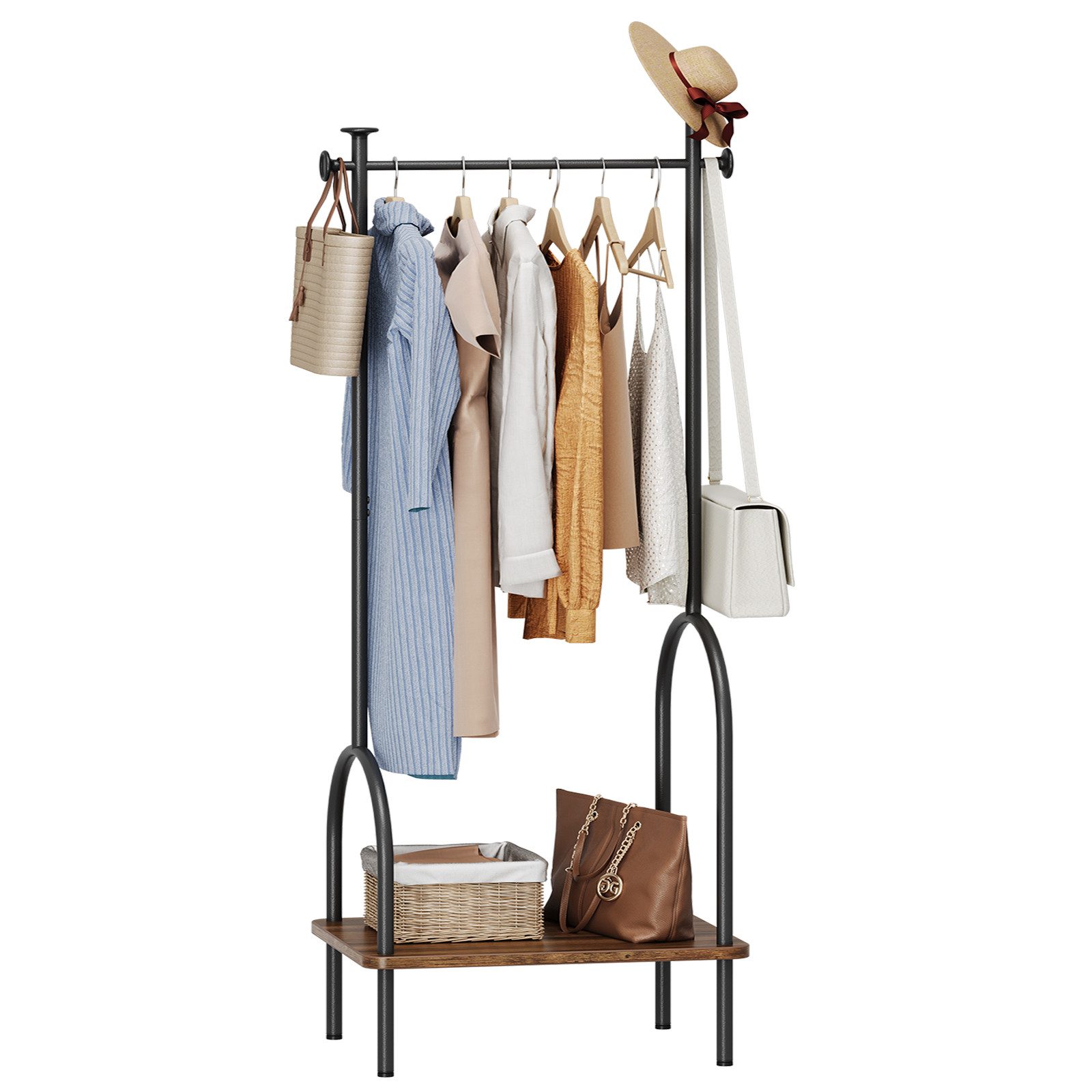 YOLEO Garderobenständer Garderobe Metall Kleiderständer mit Regal und Haken günstig online kaufen