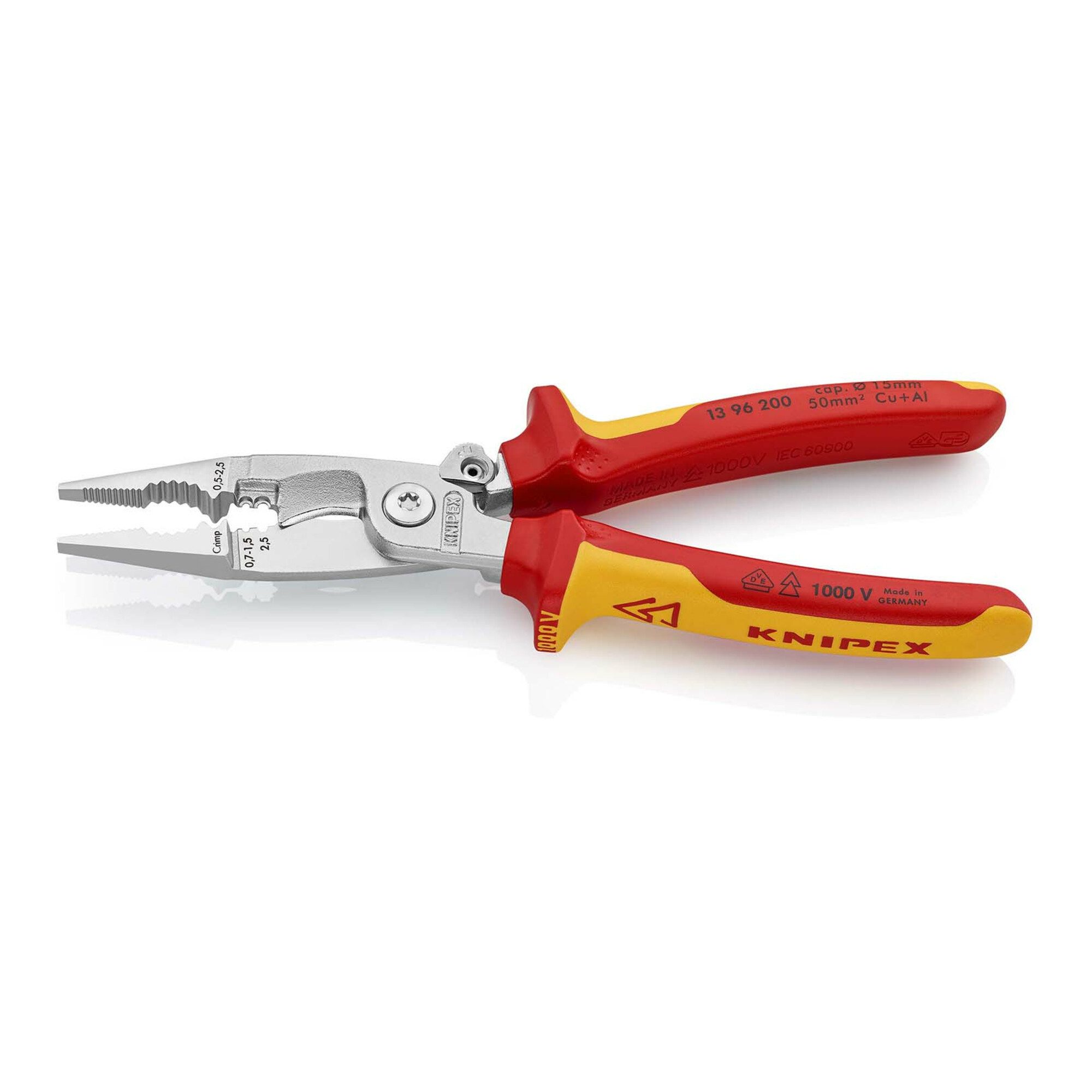 Knipex Elektro-Installationszange KNIPEX 13 96 200 Elektro-Installationszange isoliert mit Mehrkomponent