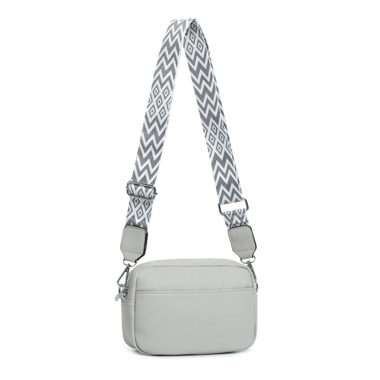 ITALYSHOP24 Schultertasche Damen kleine Umhängetasche CrossBody Crossover Handytasche Geldbörse (Spar-Set aus einer Tasche mit einem breitem Muster Stoffgurt/Umhängeband), Bodybag, Brusttasche, Hüfttasche, Muster Сумкиgurt, leicht Gewicht