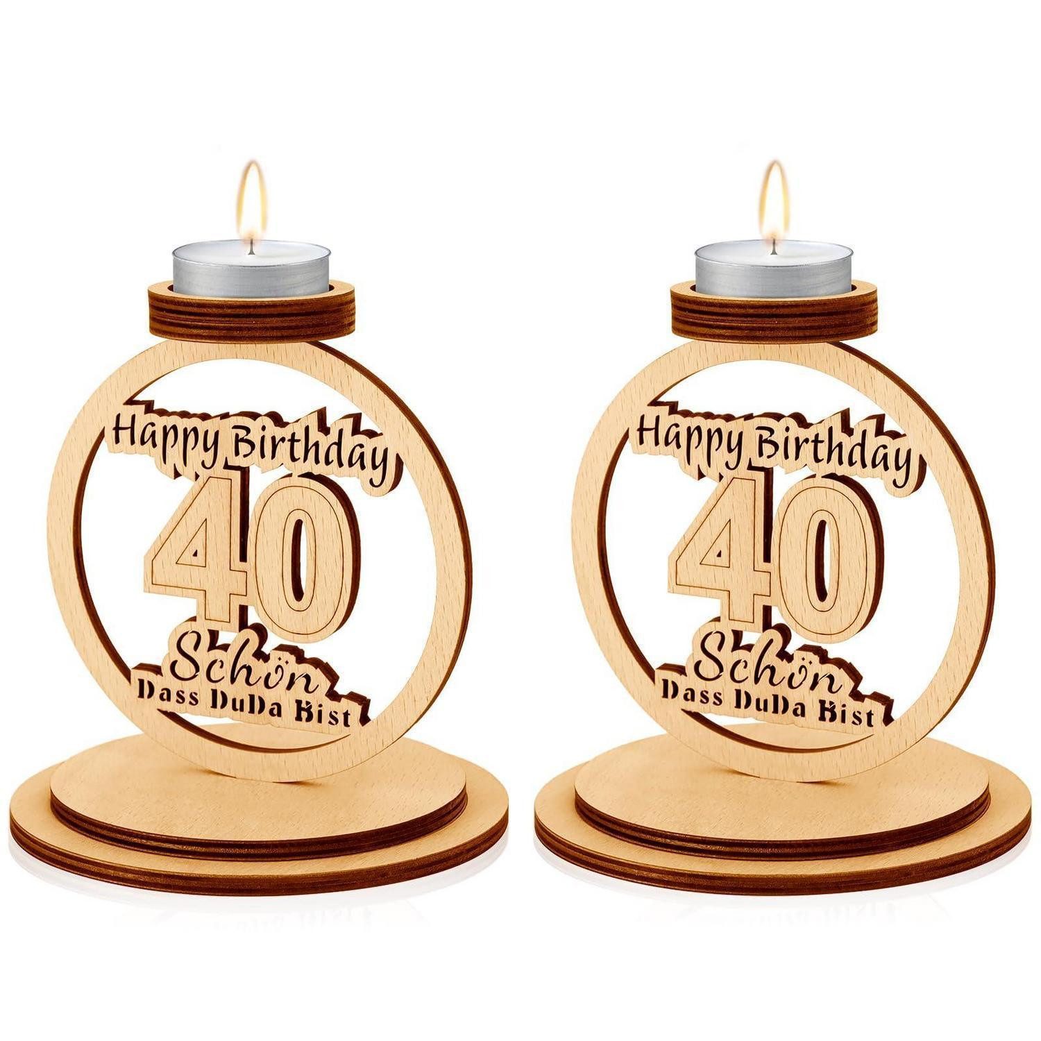 LuxusKollektion Kerzenständer Kerzenständer Holz 40. Geburtstag 2er Set (2 St)