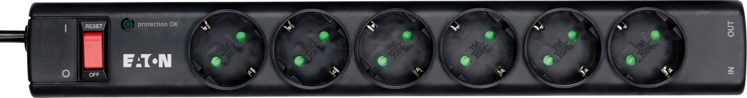 EATON Protection Strip 6 Tel DIN Mehrfachsteckdose (Ein- / Ausschalter, Überspannungsschutz, Kabellänge 1 m)