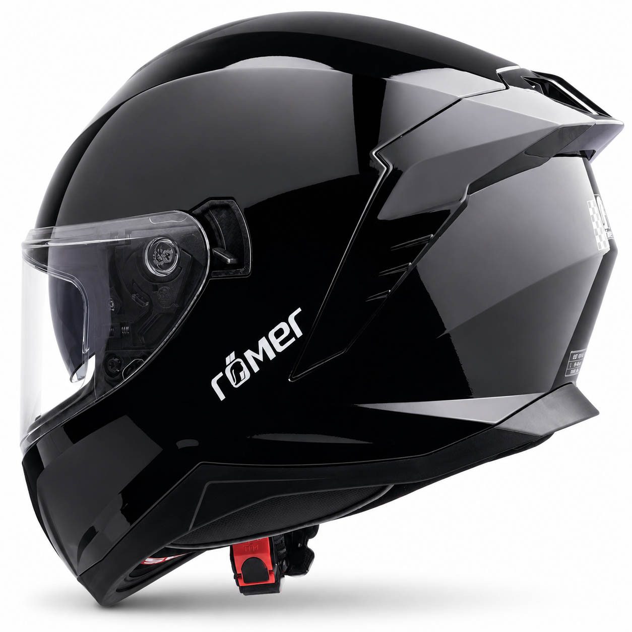 RÖMER HELME Motorradhelm RR20171 - Integralhelm schwarz- glänzend mit Sonnenvisier & Belüftung