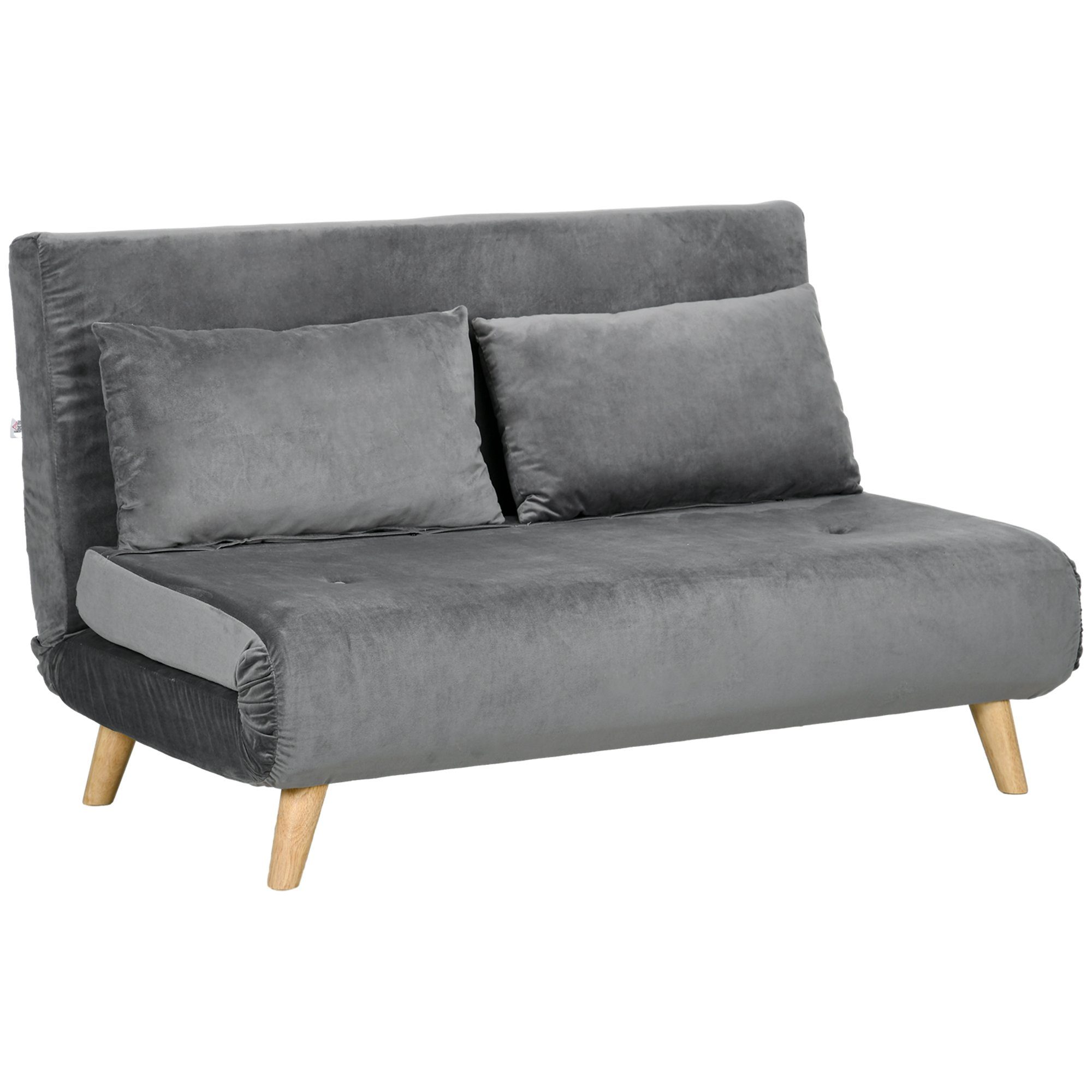 HOMCOM Schlafsofa 2-Sitzer Sofa mit Bettfunktion, Klappsofa mit  verstellbare Rückenlehne, Schlafcouch 1 Teile, für Wohnzimmer, Grau, 130 x  78 x 79cm