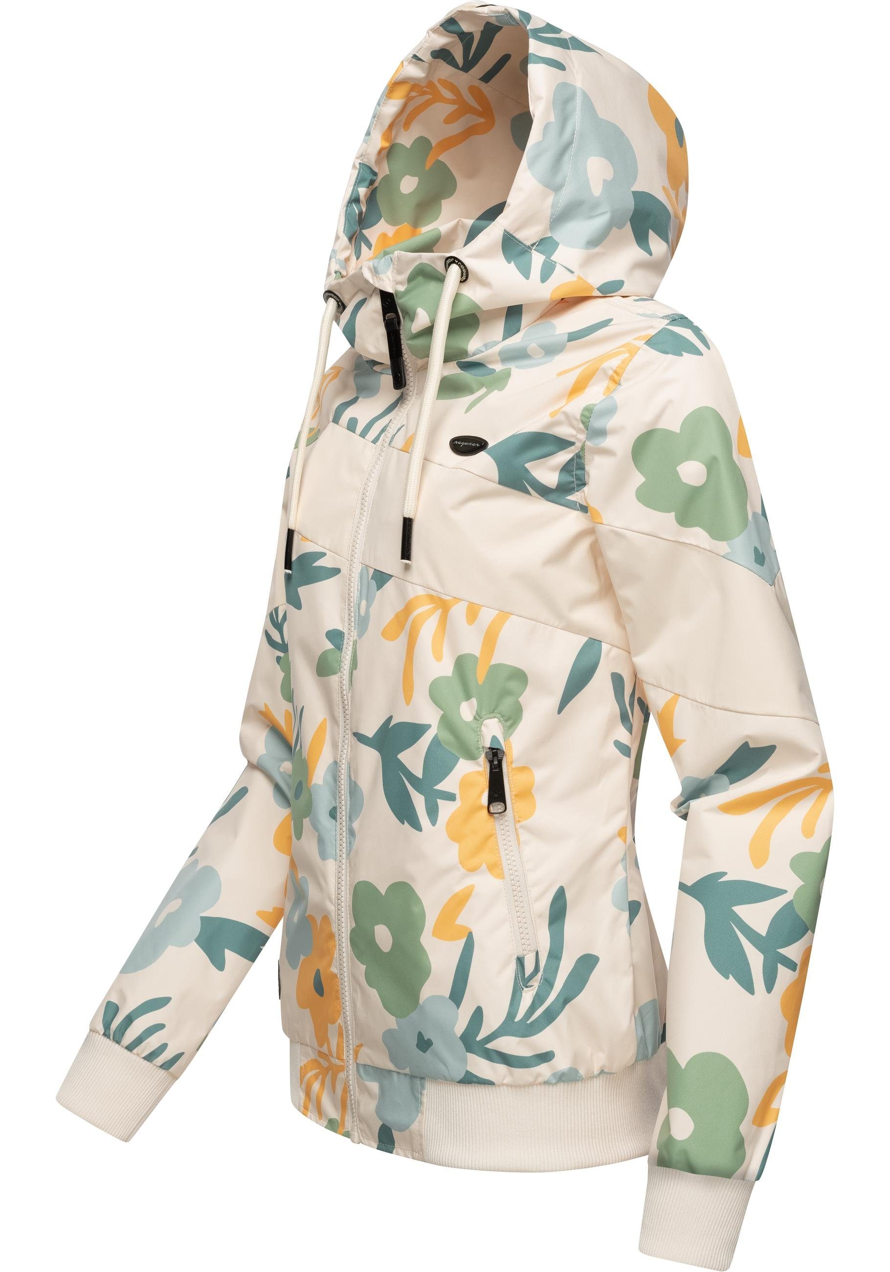 Ragwear Outdoorjacke Nuggie Block Flower modische Damen Freizeitjacke mit floralem Print
