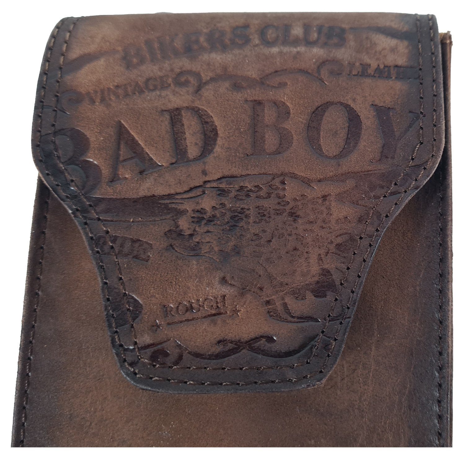 Einkaufszauber Handytasche Echt Leder Handy Smartphone Gürteltasche Bikers Club Bad Boy, Echt Büffelleder
