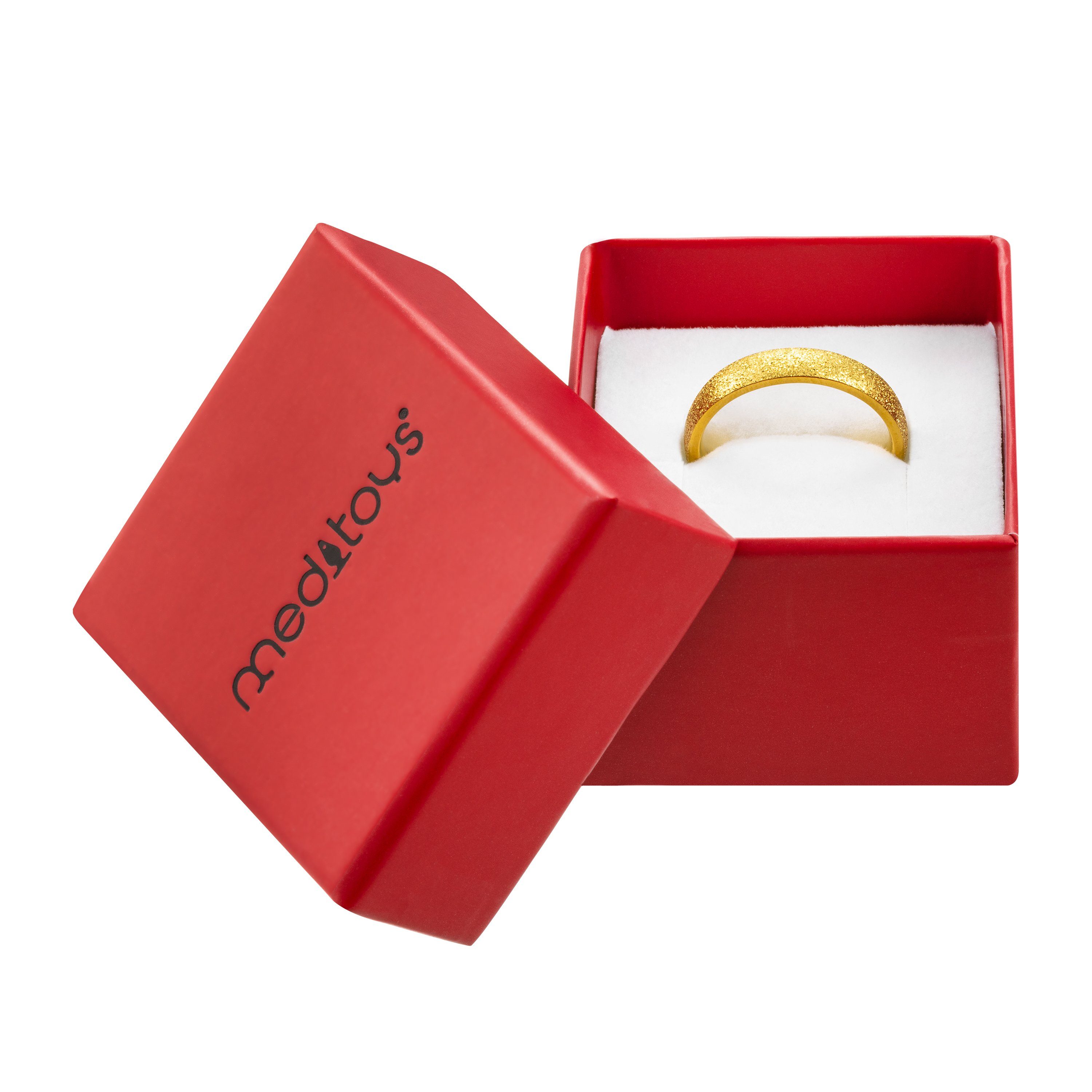 meditoys Fingerring Damen-Edelstahlring · goldfarben mit Kristalleinschlüssen · 63