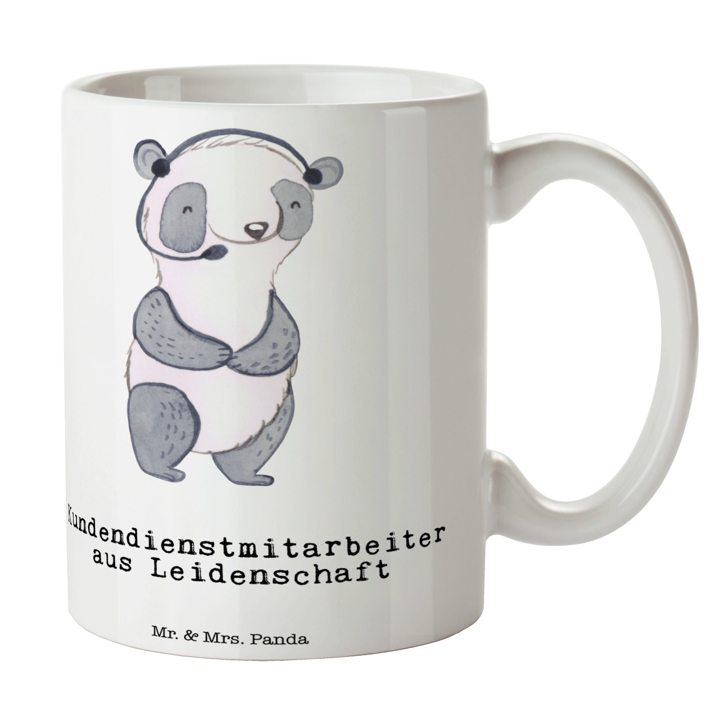 Mr. & Mrs. Panda Tasse Kundendienstmitarbeiter aus Leidenschaft - Weiß - Geschenk, headset, Keramik