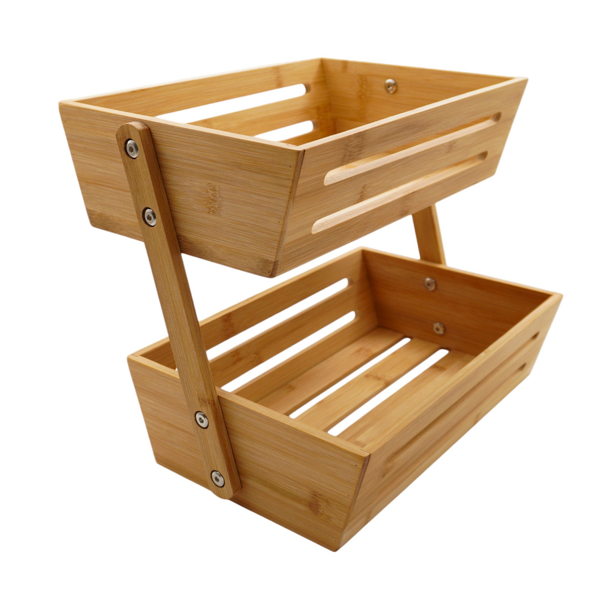 hausleben Obstschale Obstkorb mit 2 Etagen 34x22x28 cm, (1-tlg), Obstschale Obst Halter, Küche Ablagekorb Brot Snacks Korb