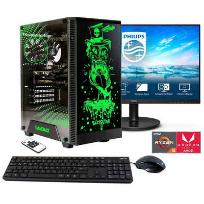 Hyrican Multimedia Rockstar SET02161 PC-Komplettsystem (27", Ryzen 5 5600G, Radeon Graphics, 16 GB RAM, 1000 GB SSD, Windows 11, inklusive 27" Monitor Philips 271V8LA)