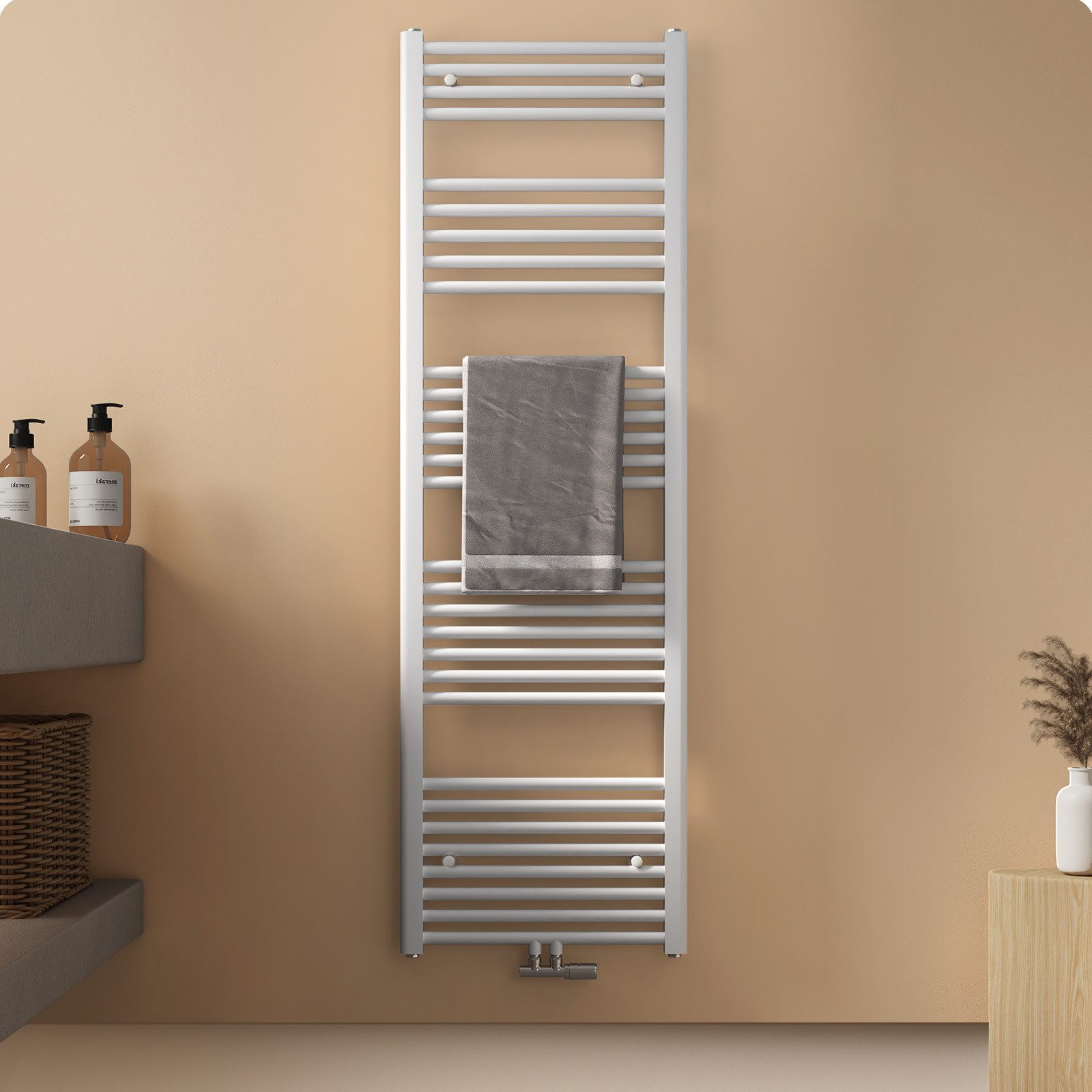 EMKE Badheizkörper Handtuchtrockner Handtuchwärmer Mittelanschluss, Weiß Ba günstig online kaufen