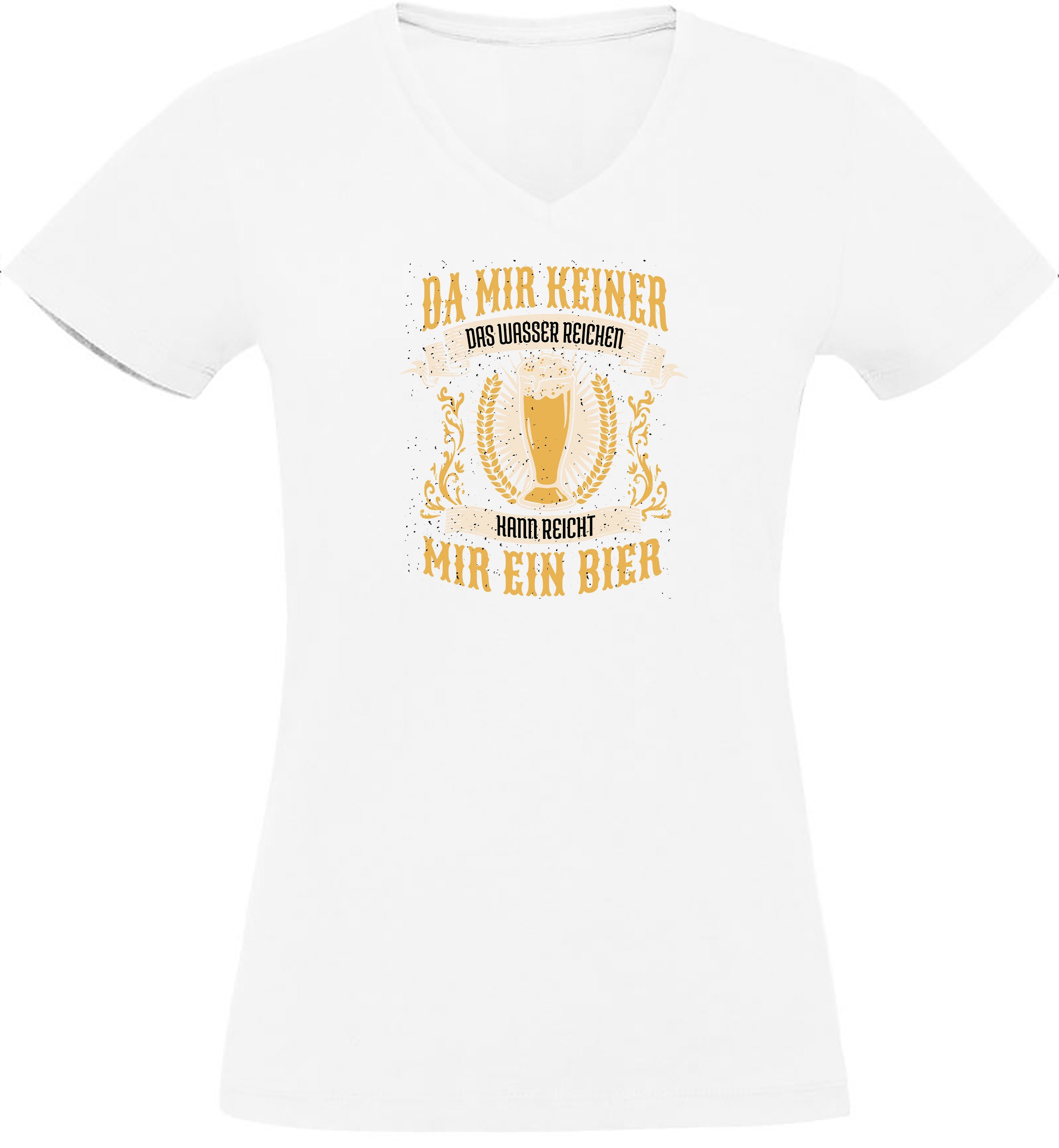 V-Ausschnitt Reicht - T-Shirt Bier weiss Oktoberfest Shirt Slim Print Fit, mir T-Shirt i308 Damen MyDesign24 ein