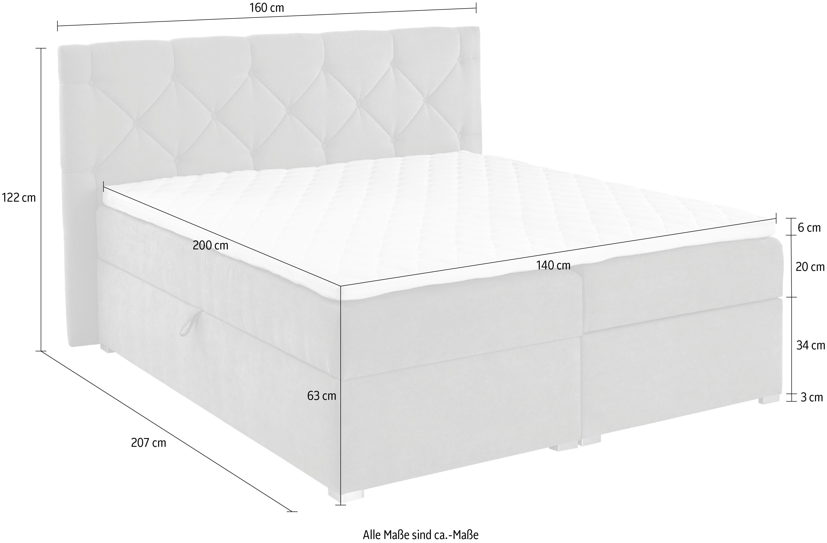 ATLANTIC home collection Boxbett Meike, mit XXL-Bettkasten und Topper