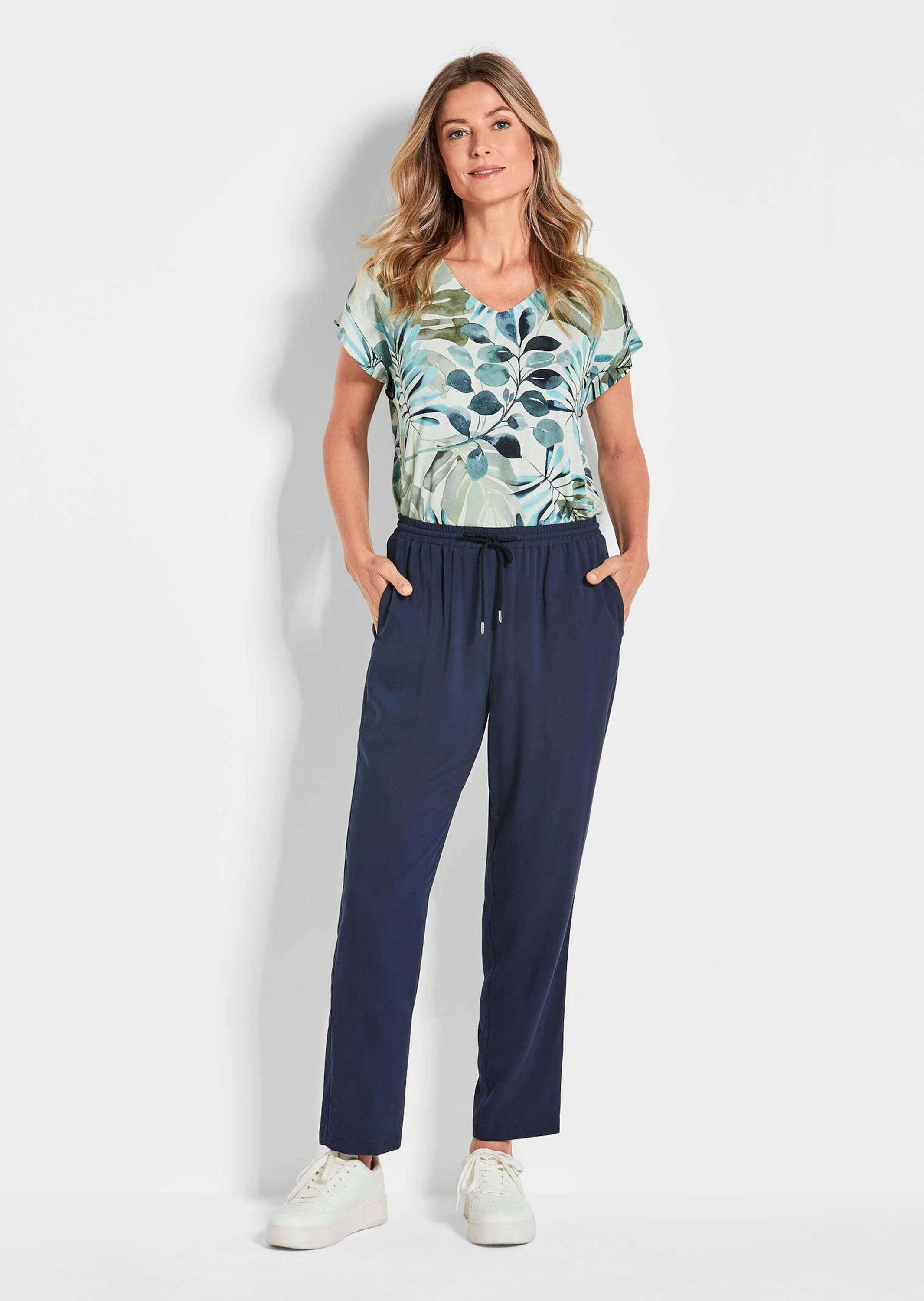 GOLDNER Schlupfhose Uni Blaue Stoffhose SARA günstig online kaufen