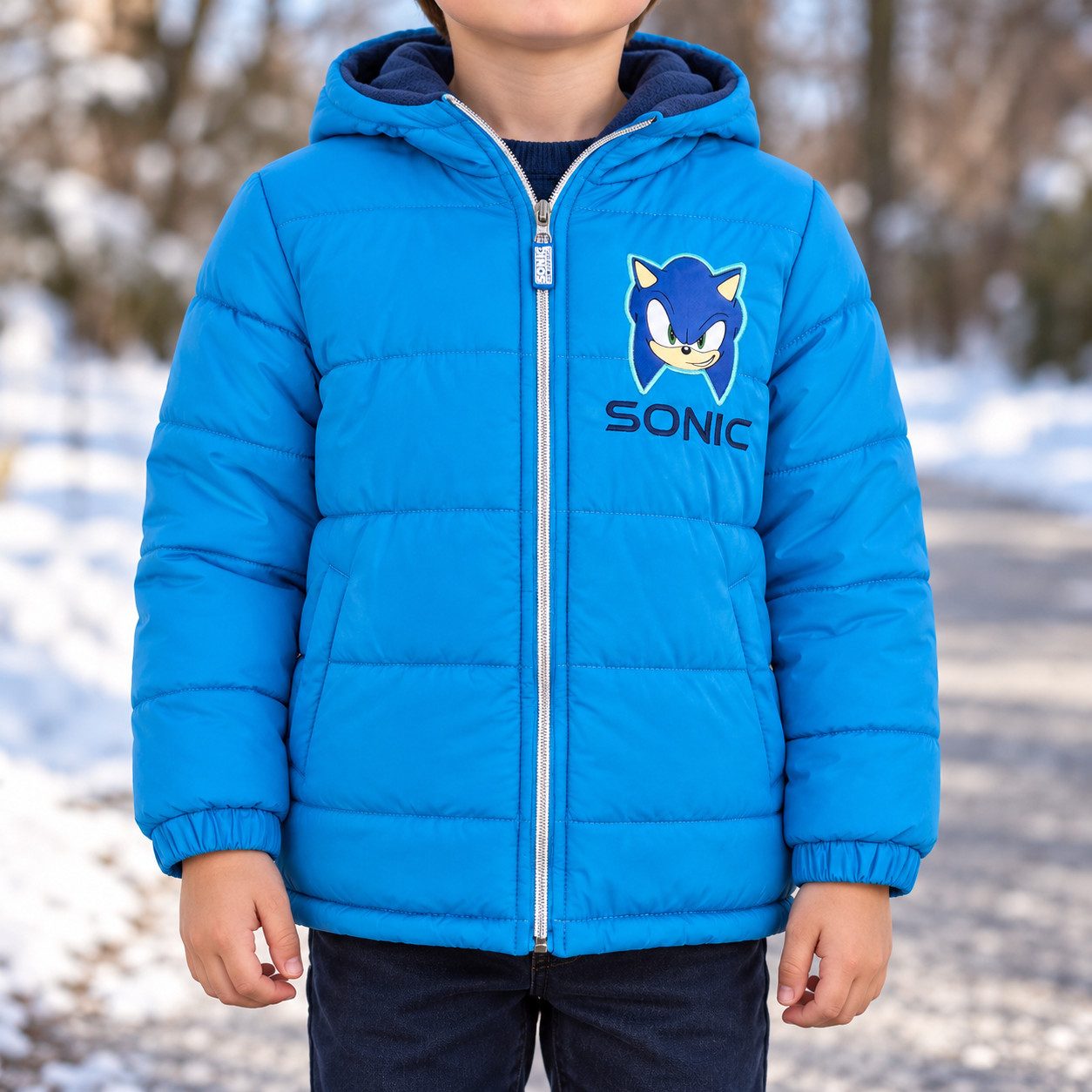 Sonic The Hedgehog Winterjacke Sonic The Hedgehog Kinder Winterjacke Jungen Jacke mit Kapuze Gr. 98 bis 128 – Bild 4 von 5