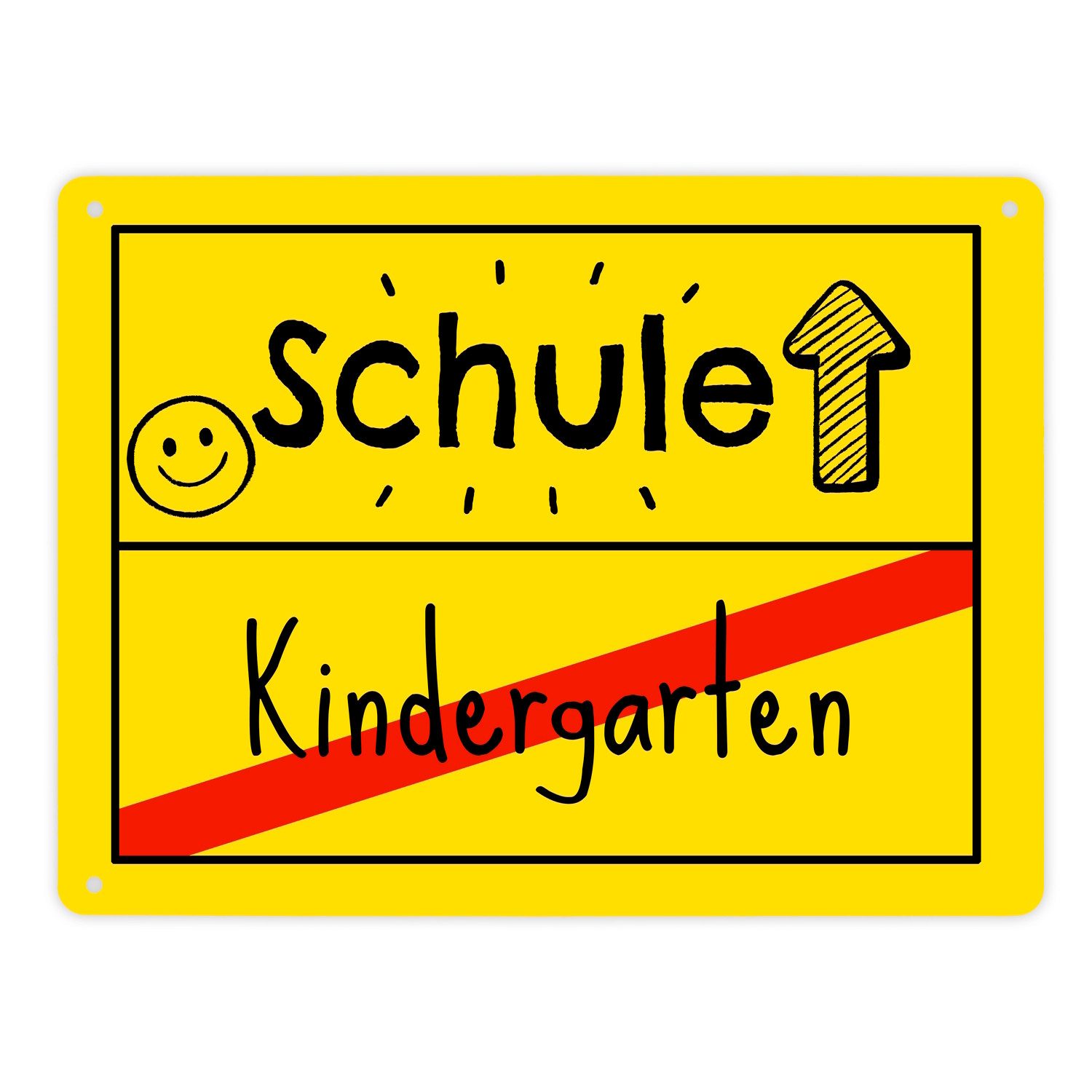 speecheese Metallschild Zur Einschulung Metallschild XL in 21x28 cm mit Spruch Schule
