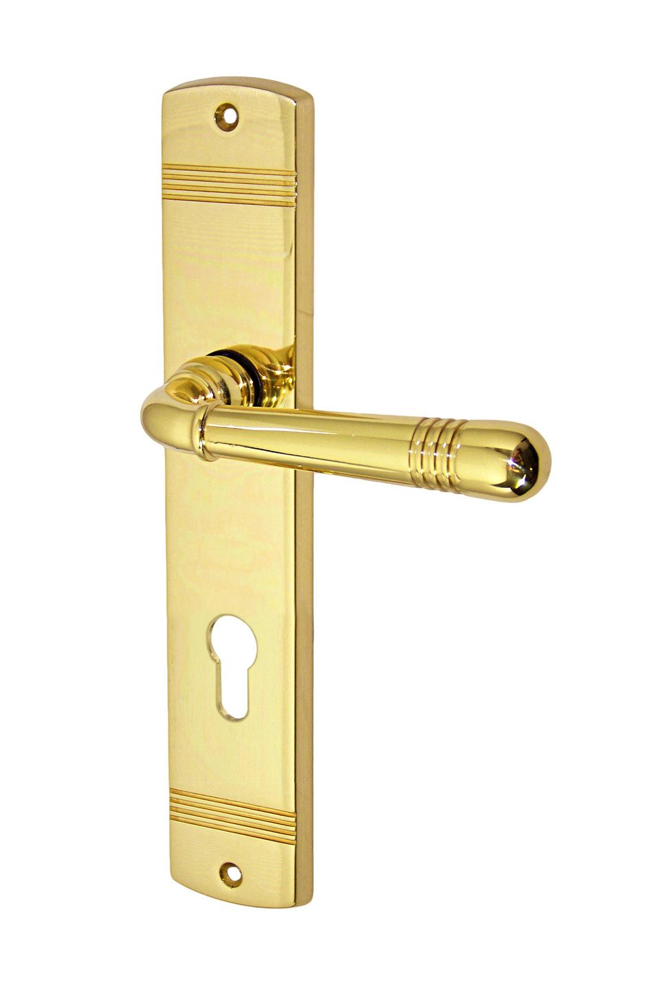 Türbeschlag Messing Türbeschlag Helena Prime LS Messing poliert Türklinke, mit Rückholfeder zur Schlossentlastung