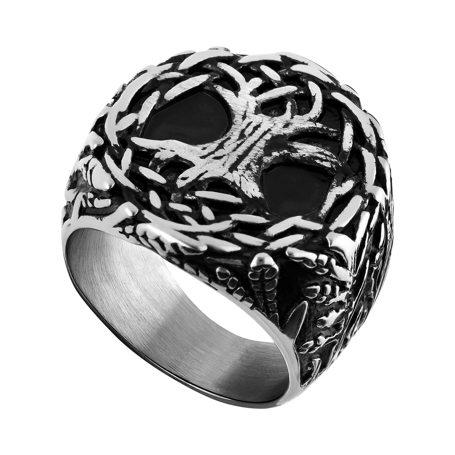LUCARDI Siegelring Ring - Stahl - Silber - Herren