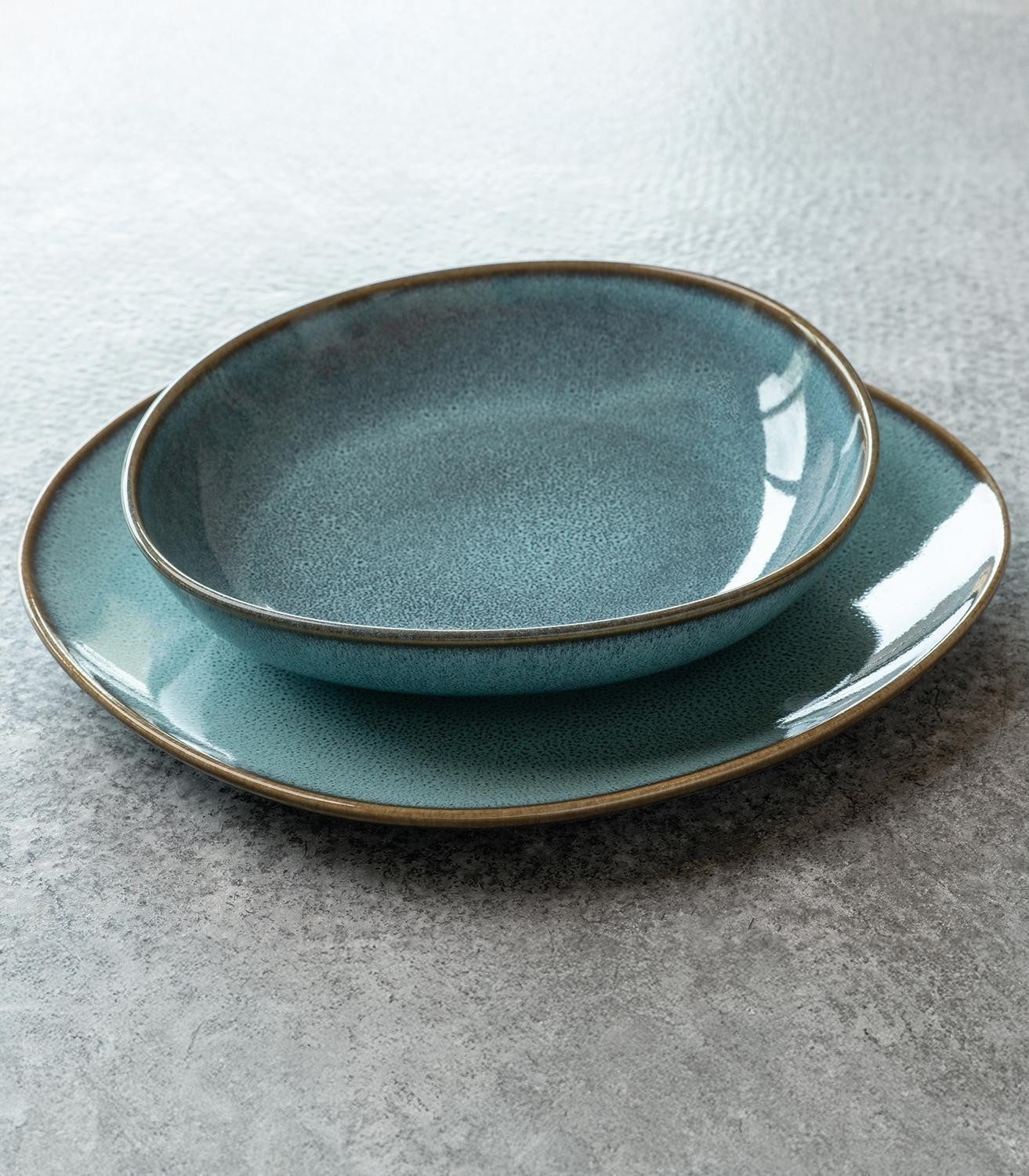 Villeroy & Boch Schale LAVE, 22 x 21 cm, Blau, Grün, mit Reaktivglasur, Steingut, (6-tlg), Spülmaschinenfest, Mikrowellengeeignet
