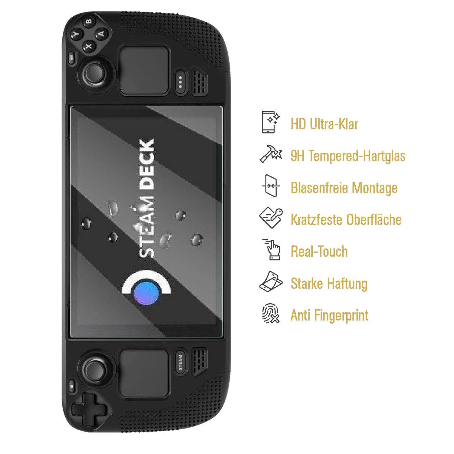 Protectorking Schutzfolie 1x 9H Panzerglas für Valve Steam Deck Displayschutz Panzerfolie Schutz, (1-Stück), klar