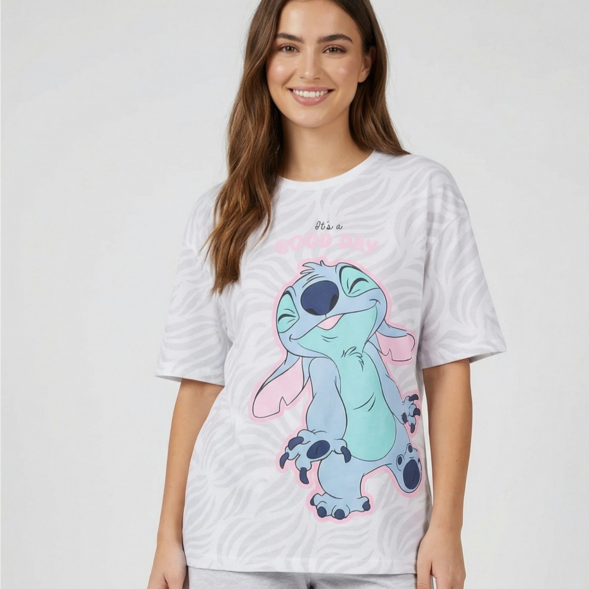 Disney Pyjamaoberteil Disney Lilo und Stitch Damen kurzarm Schlafshirt Gr. S bis XL - 100% Baumwolle