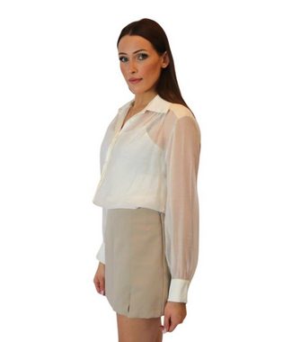 MonCaprise by Clothè Hemdbluse Bluse mit Top transparent & oversized Lyocell & Leinen creme Kragen, leicht transporen, lässiger Schnitt