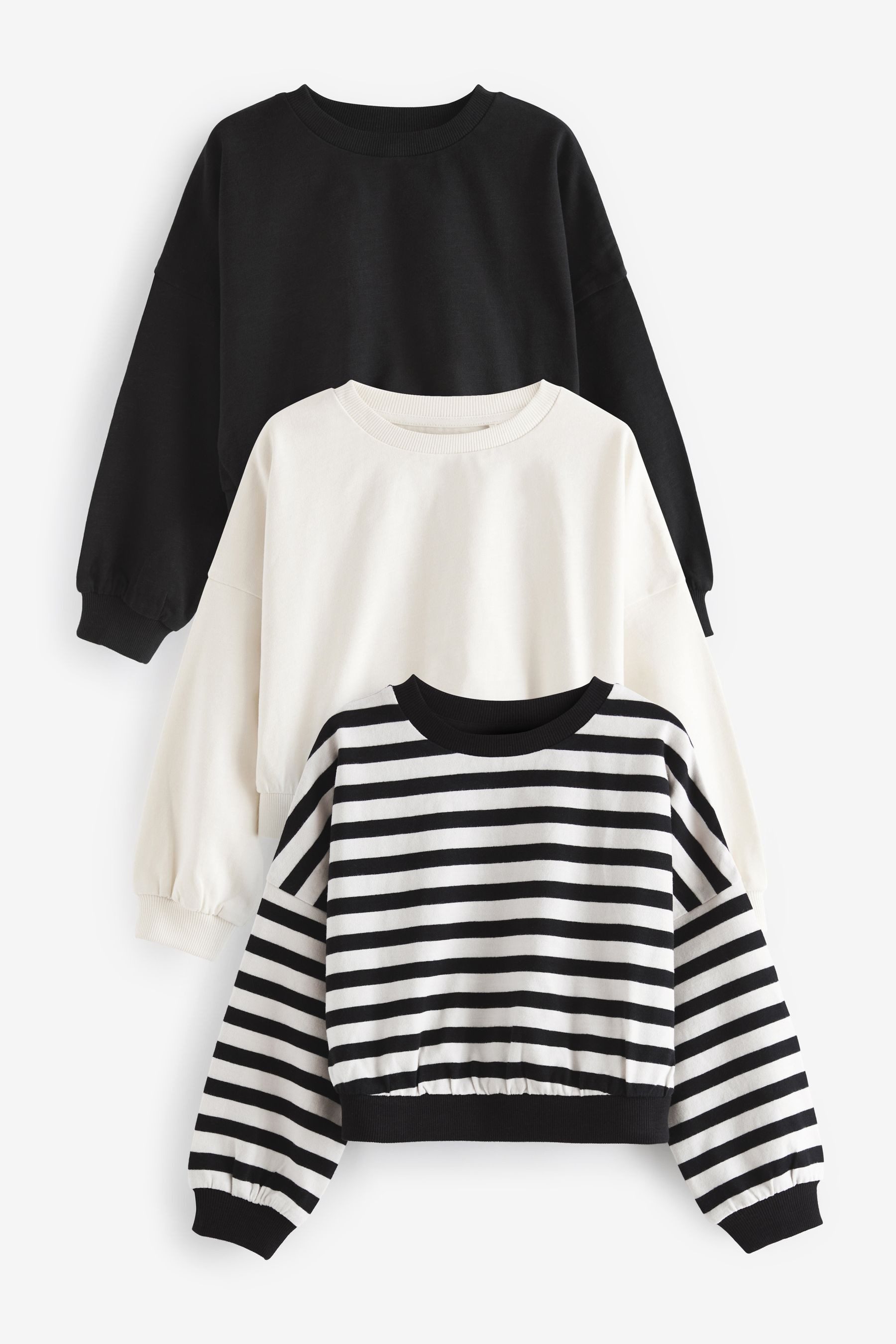 Sweatshirt Langärmelige, kastige Sweatshirts im 3er-Pack