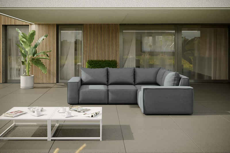 Friderik-EU Ecksofa GARTEN Couch Wasserdichtes Sofa Outdoor Gartenmöbel Terrasse