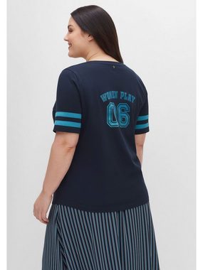 Sheego T-Shirt Große Größen im College-Stil, mit Flockprint und Streifen
