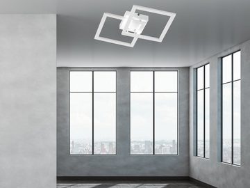 WOFI LED Deckenleuchte, LED fest integriert, Warmweiß, indirekte Decken-Beleuchtung Treppenhaus, Flurlampe flach Weiß 34x34cm