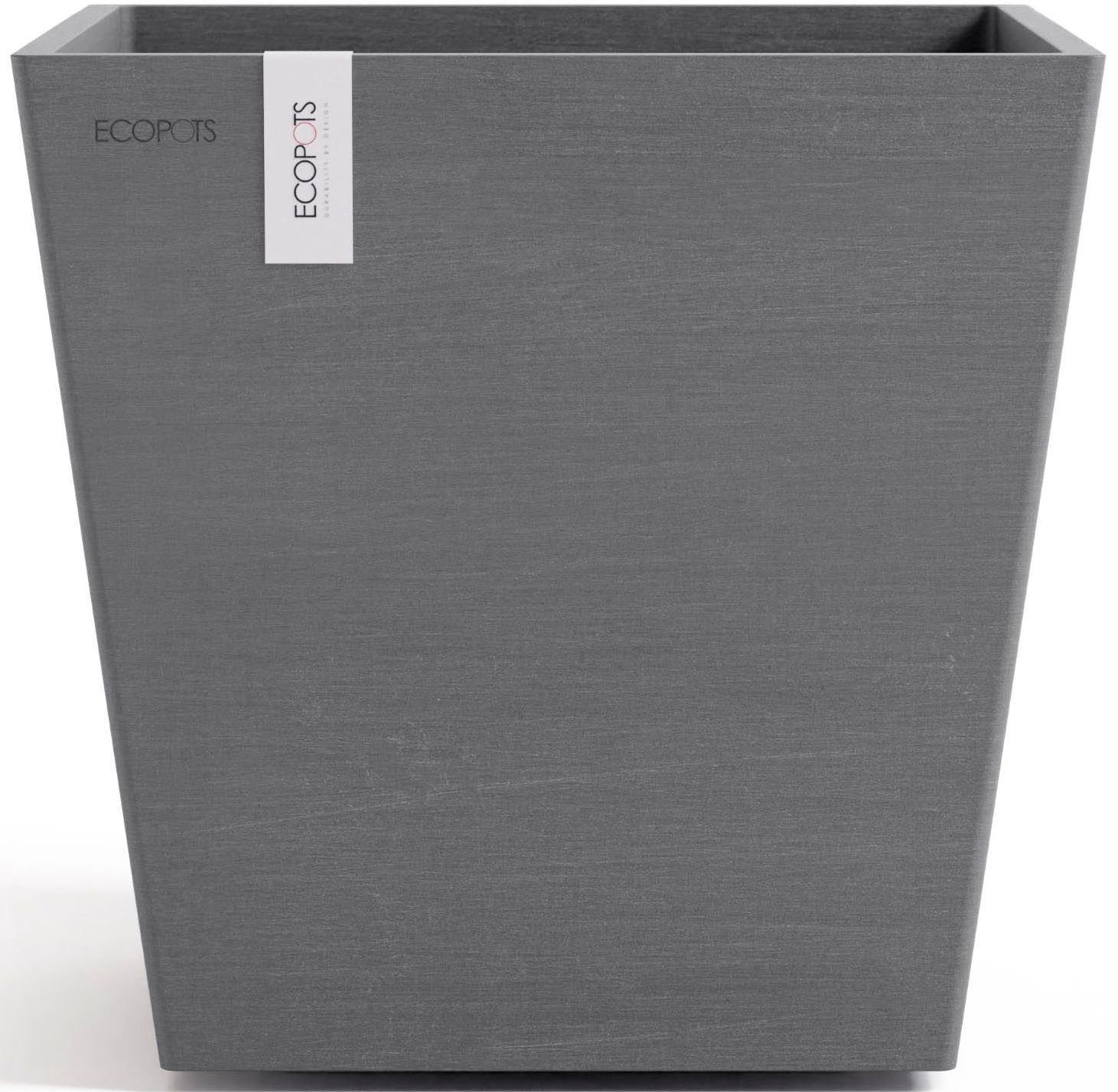 ECOPOTS Blumentopf Rotterdam 25 + Wassersystem Grau, für innen und außen: frostsicher, bruchsicher und lichtbeständig