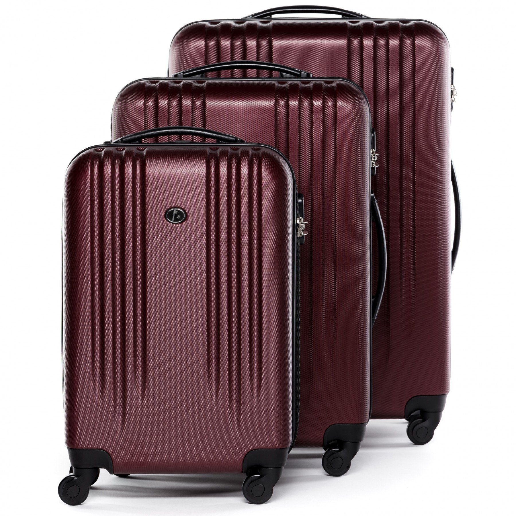 Koffer-Set mit burgundy Kofferset Rollen, mit Trolley Hartschale Reisekoffer Marseille, 3er-Set, 3-teilig Kofferset 4 FERGÉ