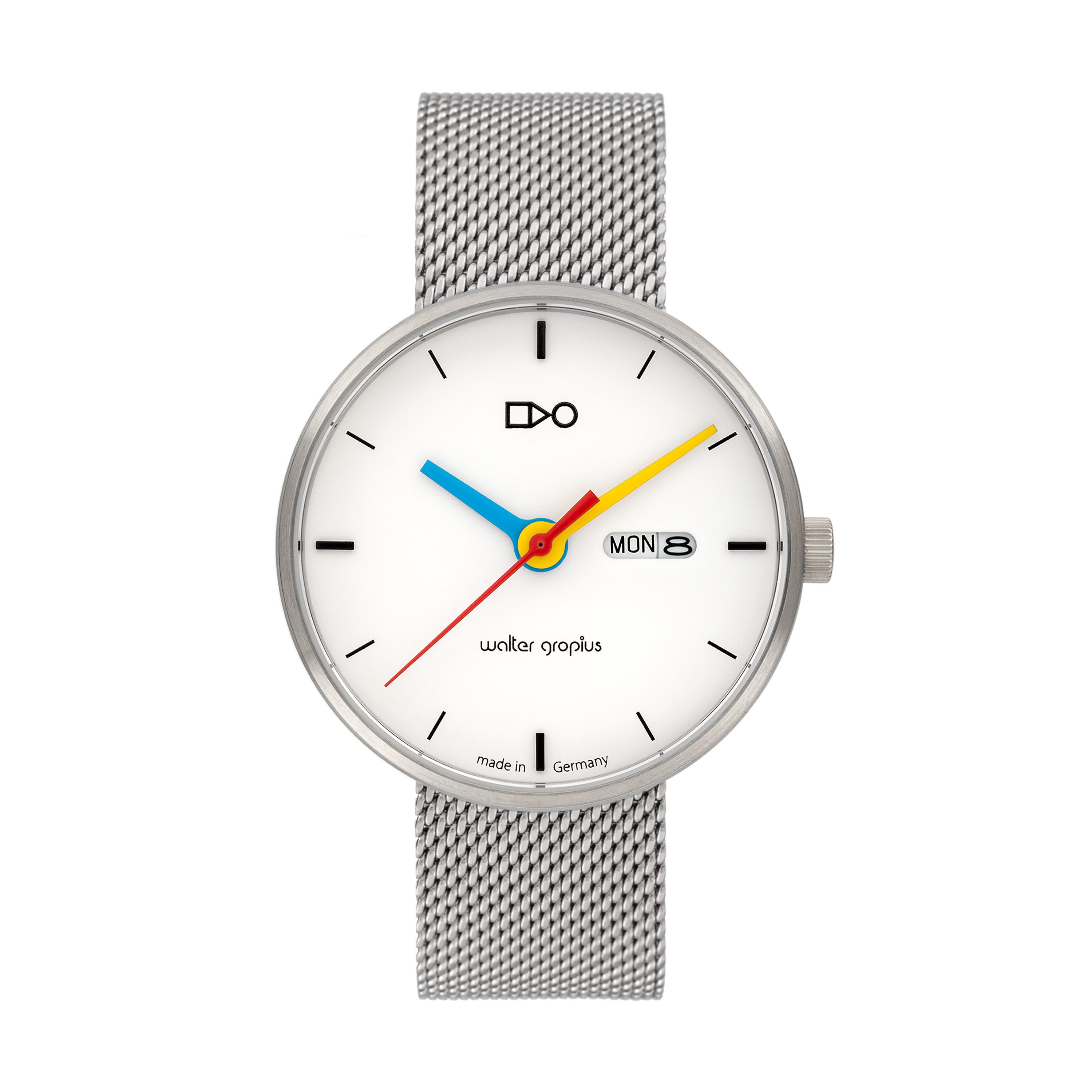 Walter Gropius Quarzuhr Made in Germany, Saphirglas, Forum Simplex - WG 007-03M, Designeruhr, Edelstahlband mit Easy-Release System, Edelstahlgehäuse