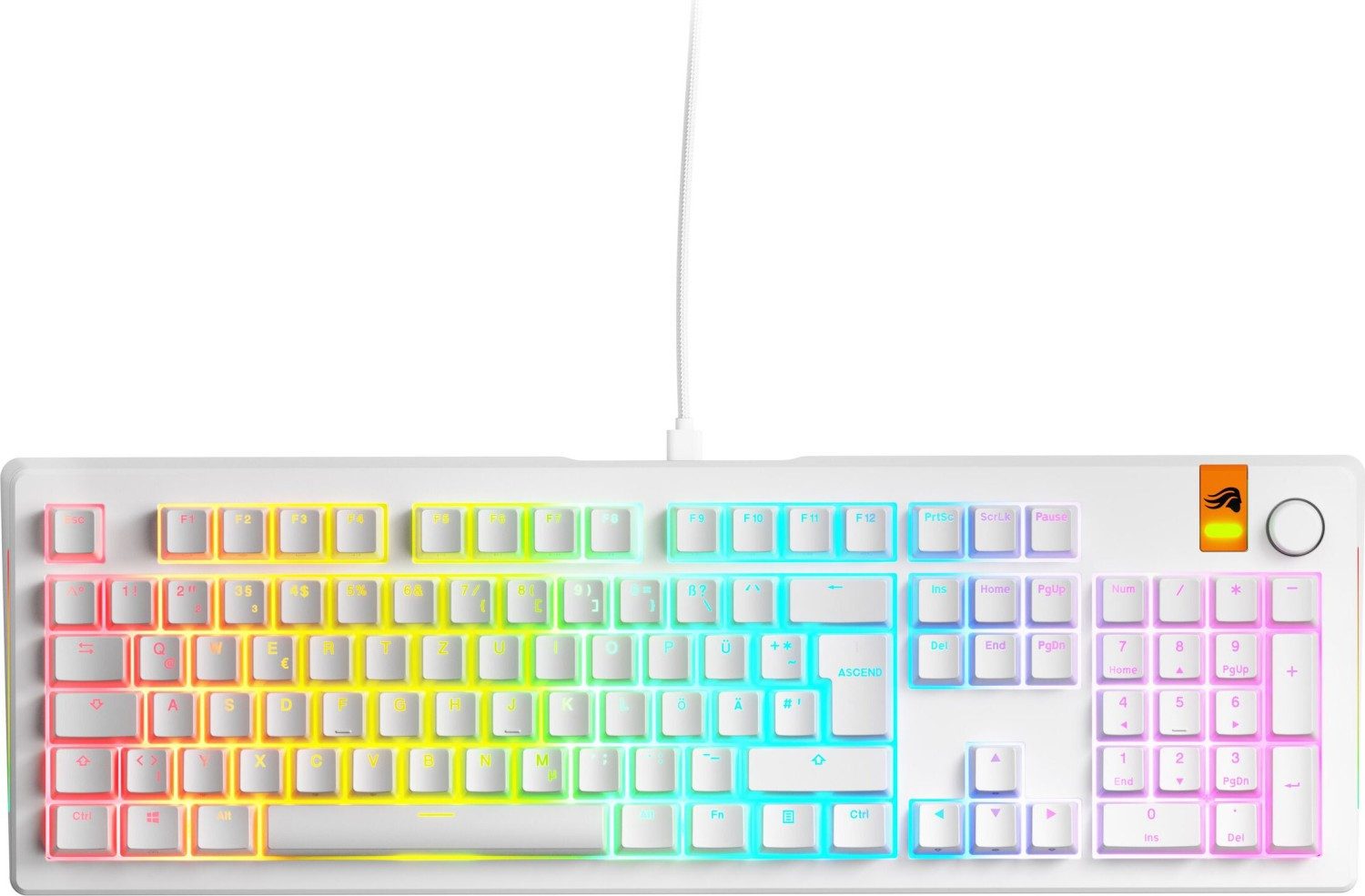 GLORIOUS Glorious GMMK 3 HE 100% Pre-built Gaming Keyboard, weiß, LEDs RGB Gaming-Tastatur (Lautstärkedrehregler)