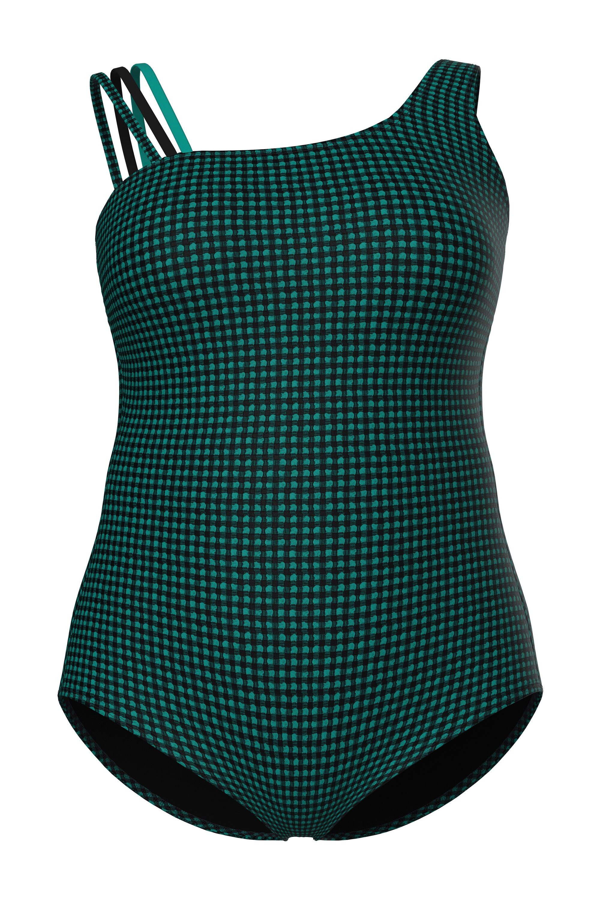 Ulla Popken Badeanzug Badeanzug Strukturkaro Softcups recycelt