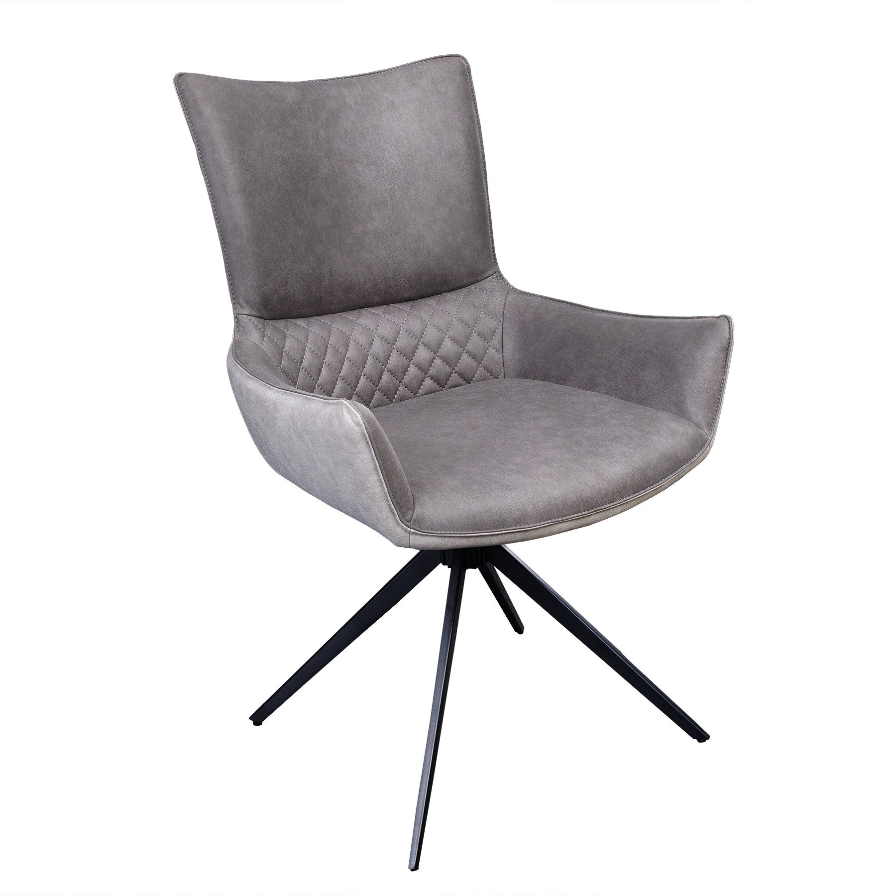 riess-ambiente Polsterstuhl ALPINE grau-hellgrau / schwarz (Einzelartikel, 1 St), Esszimmer · Microfaser · Metall · mit Armlehne · 180° drehbar · Modern