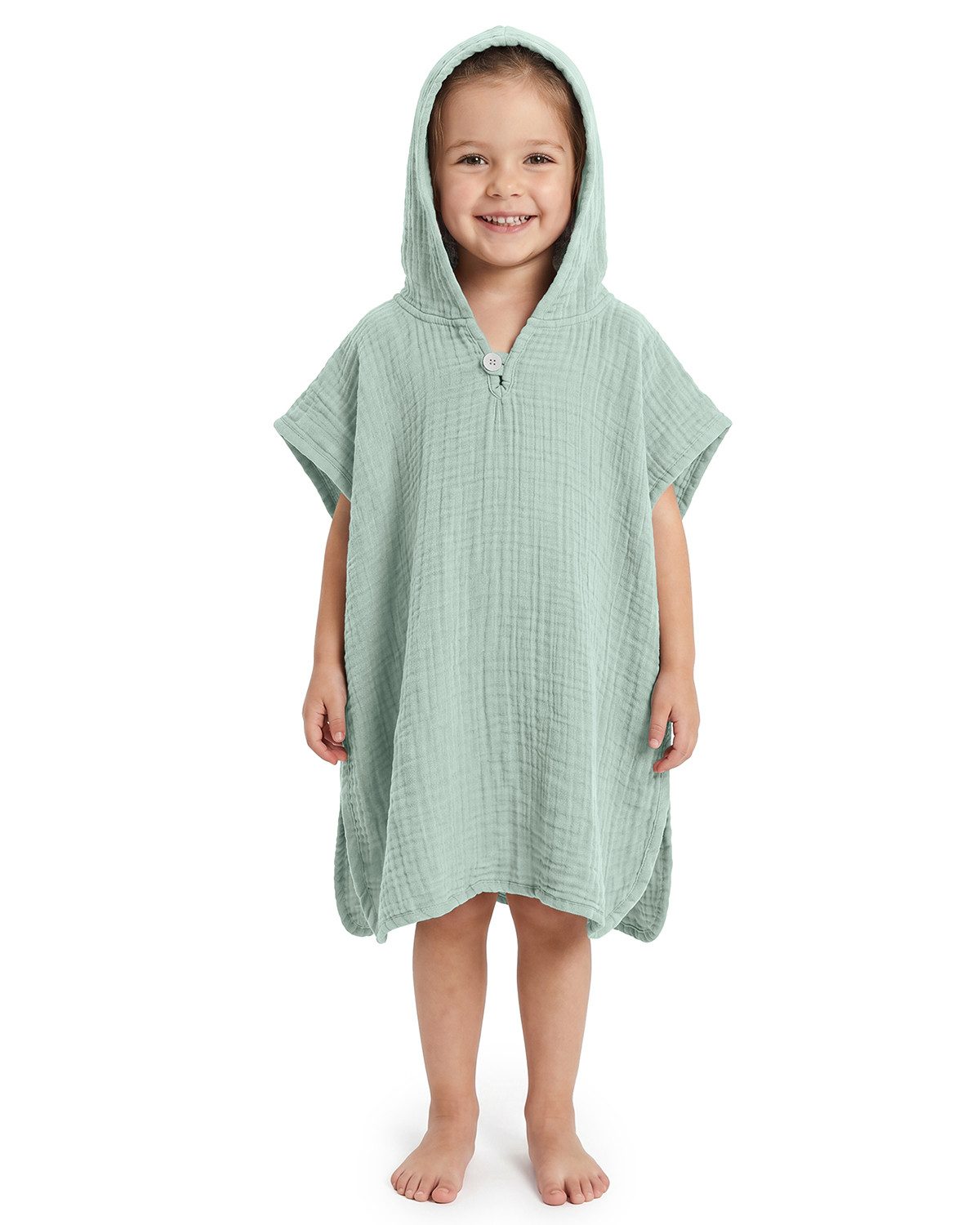 Laynenburg Badeponcho Musselin für Kinder mit Kapuze - Poncho aus 100% Baumwolle, als strandponcho, surf Handtuch poncho für Baby, Mädchen & Jungen