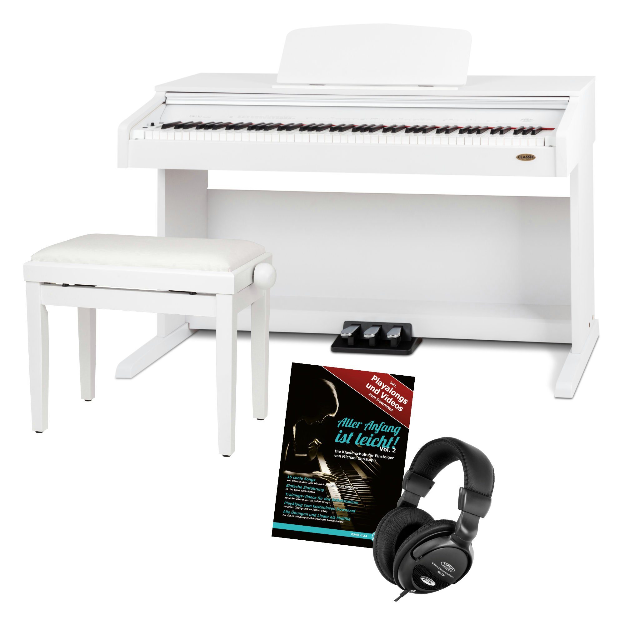 88 Tasten Digital E-Piano Set Klavier Keyboard Kopfhörer Bank Noten Schule Black 