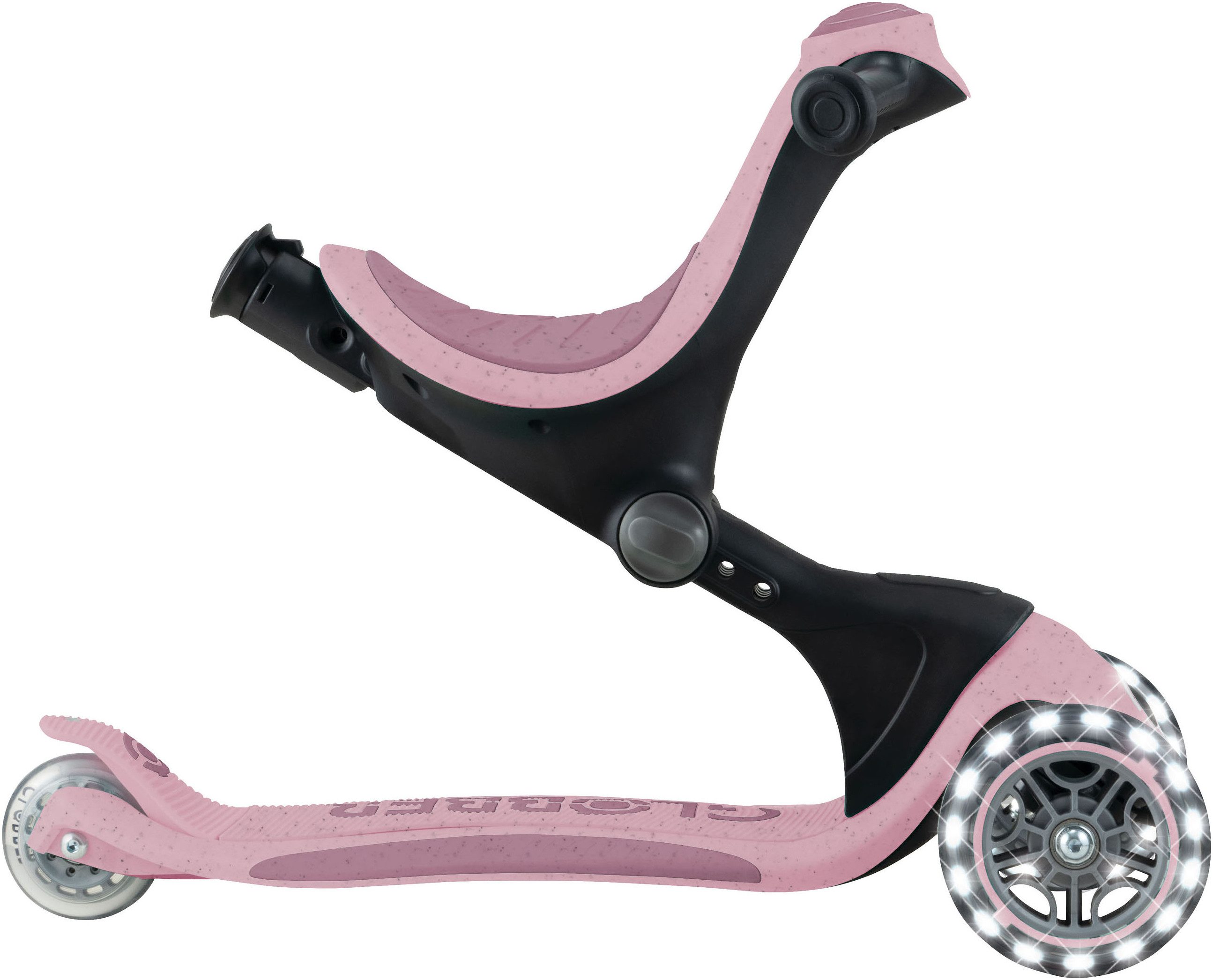 Globber Tretroller GO-UP DELUXE LIGHTS ECO 360, mit Leuchtrollen, Aufsitzrad mit Schubstange, Laufrad und Scooter