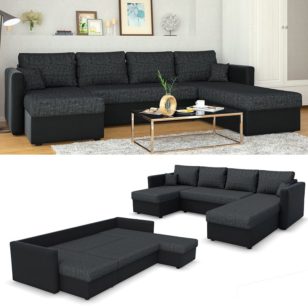 VitaliSpa® Wohnlandschaft, Grau/Schwarz, 290 cm, mit günstig online kaufen