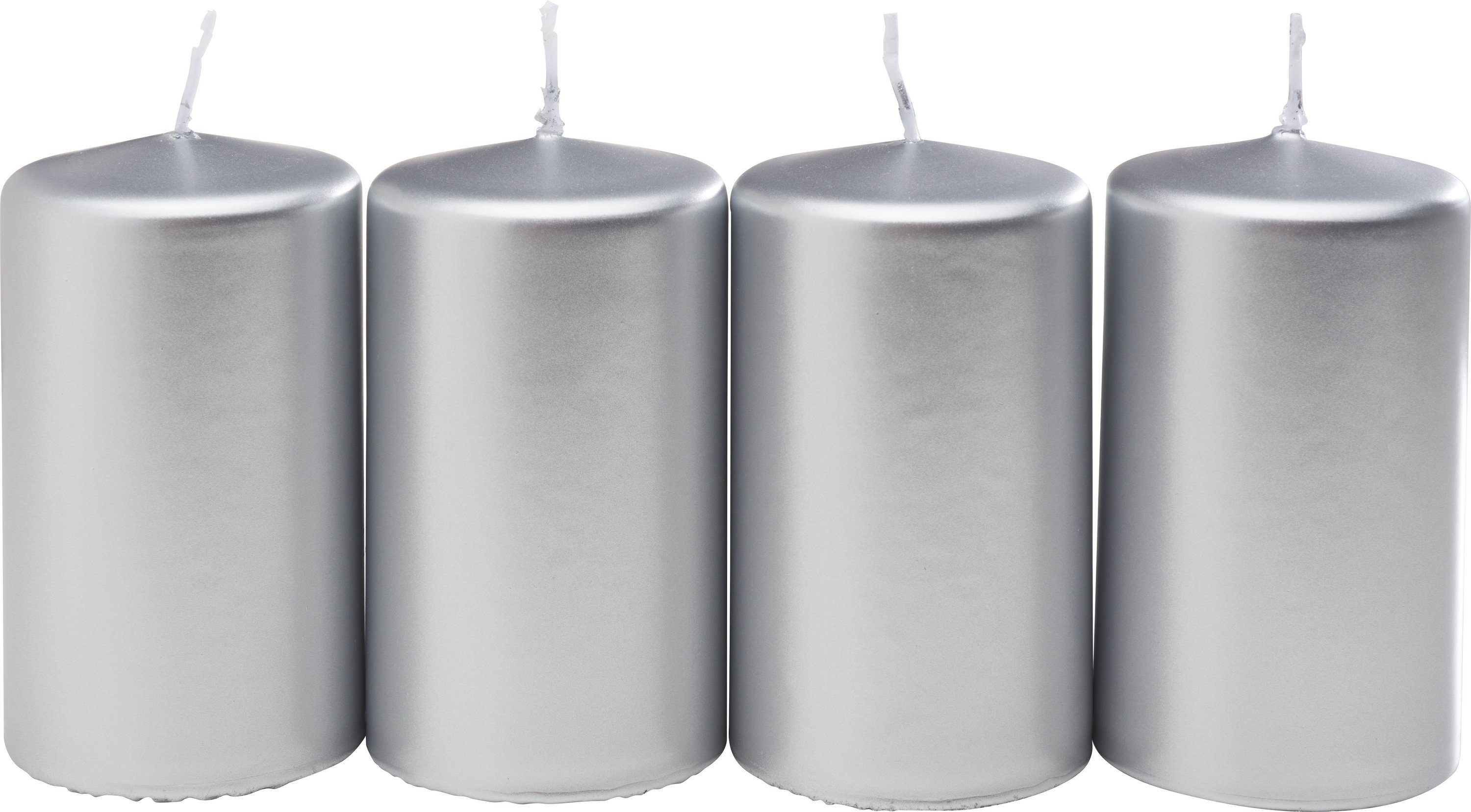 Wenzel Stumpenkerze Stumpenkerze Metallic, 4 Stück
