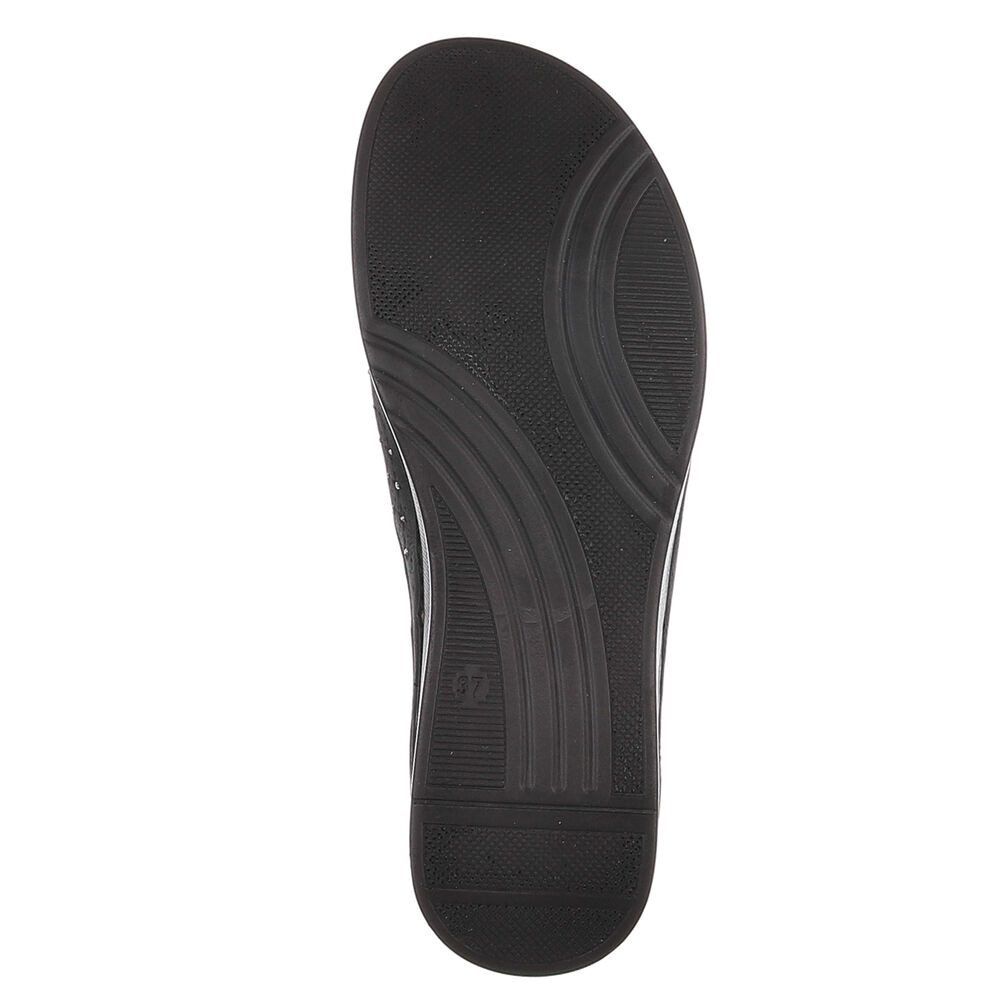 Ital-Design Damen Pantolette mit Lochmuster und Komfortsohle Plateausandaletten (91849121) Keilabsatz/Wedge Keilsandaletten in Schwarz
