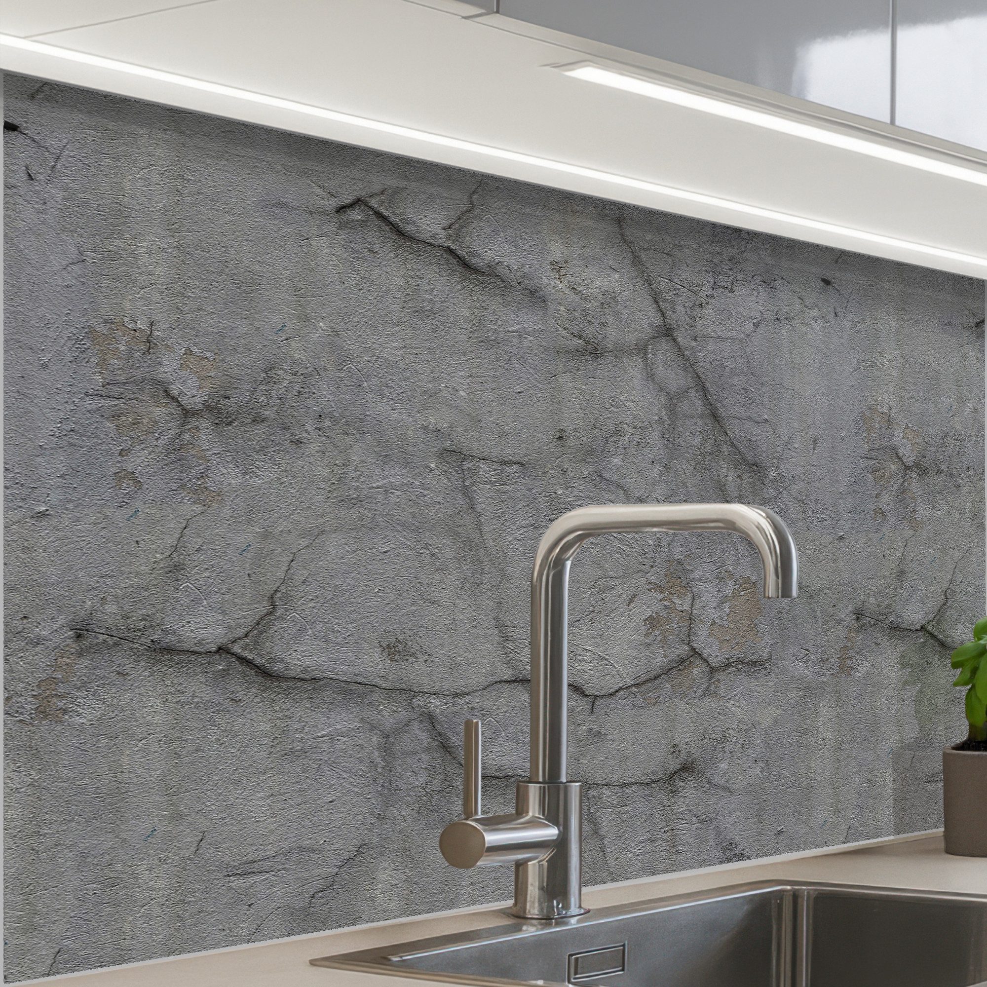 KitchenYeah Küchenrückwand selbstklebend Alt - Beton - Wand, (1-tlg), Spritzschutz, Küche, Rückwand, Küchenwand, Küchenfront, 80x60 cm