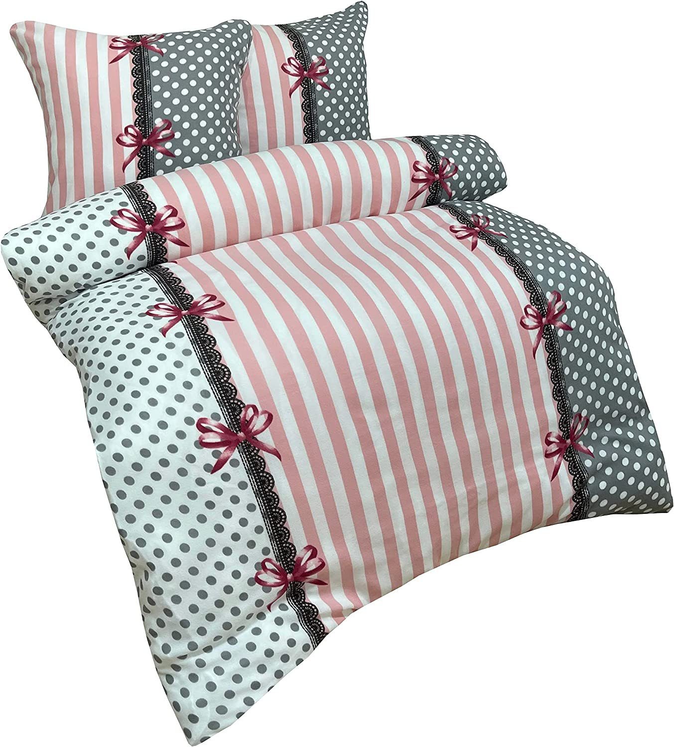 One Home Bettwäsche Winter Fleece, Fleece, 3 teilig, Punkte und Streifen, k günstig online kaufen