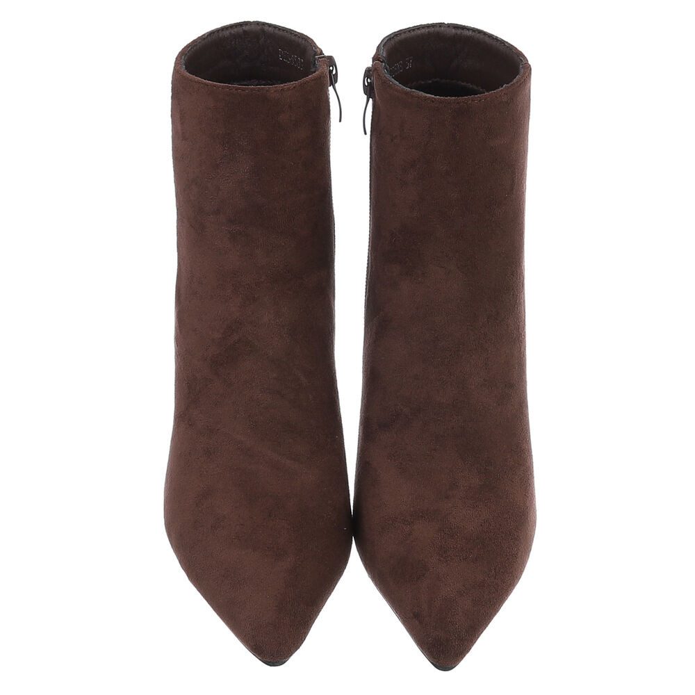 Ital-Design Elegante Stiefeletten mit spitzem Absatz für Damen Stiefelette (90471407) Pfennig-/Stilettoabsatz Stiefeletten in Braun