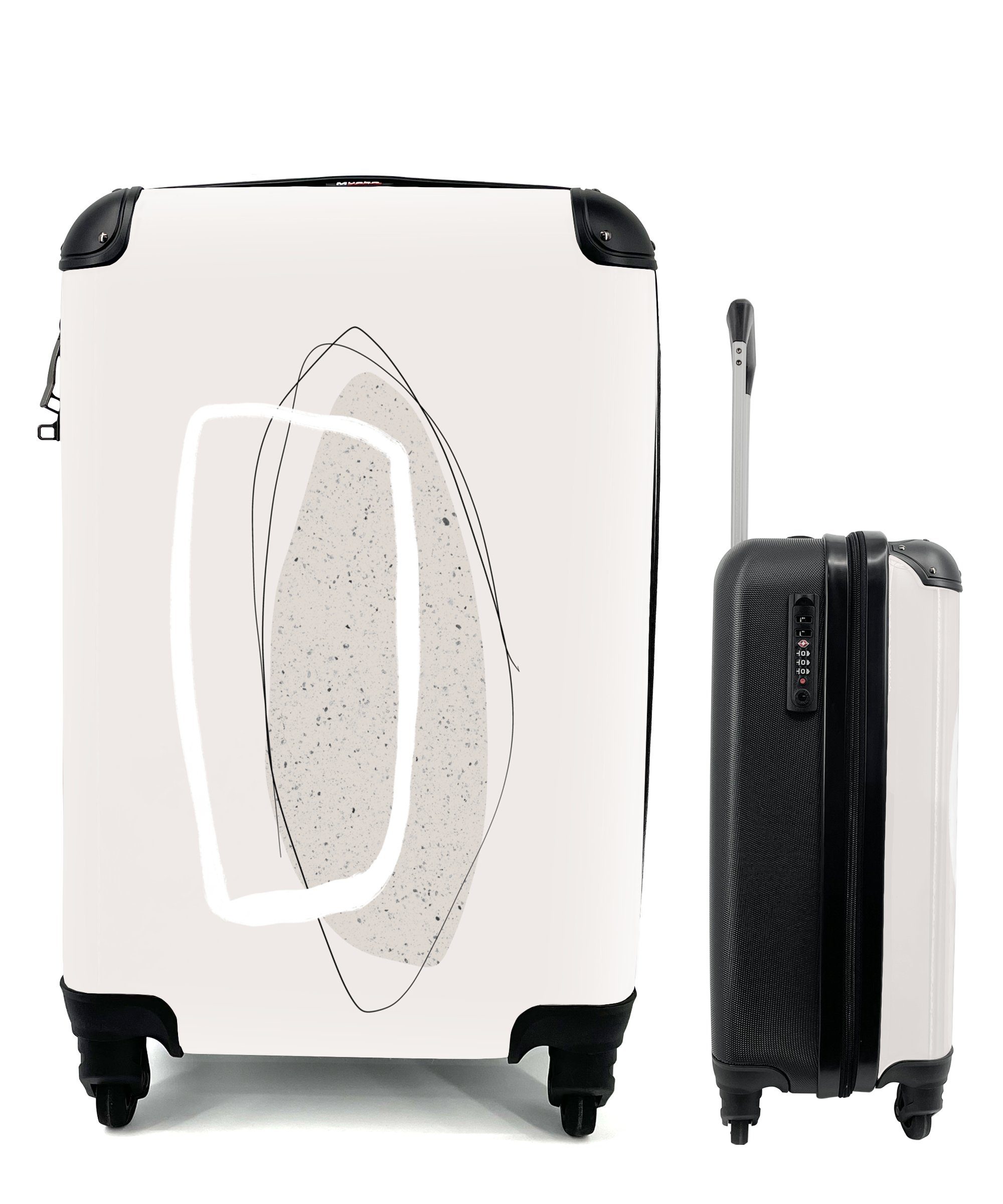 MuchoWow Handgepäckkoffer Pastell Ferien, rollen, - Handgepäck Reisetasche Trolley, 4 Design, Abstrakt Rollen, für Reisekoffer mit 