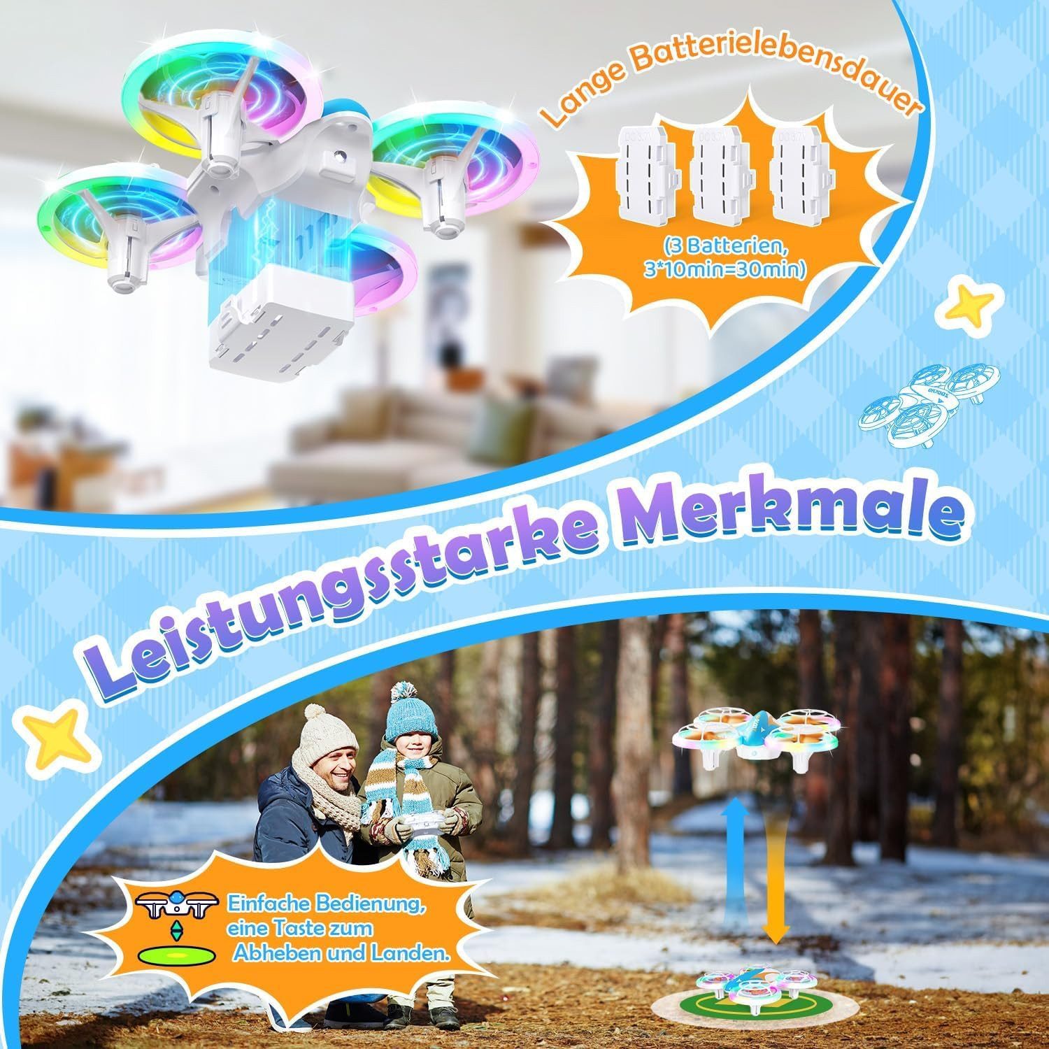Rolipo Mini Drohne für Kinder, ab 6+ Jahre, Ostern & Geburtstags Geschenke Spielzeug-Drohne (RC Flugzeug for Kids und Anfänger Quadrocopter mit LED Lichter)