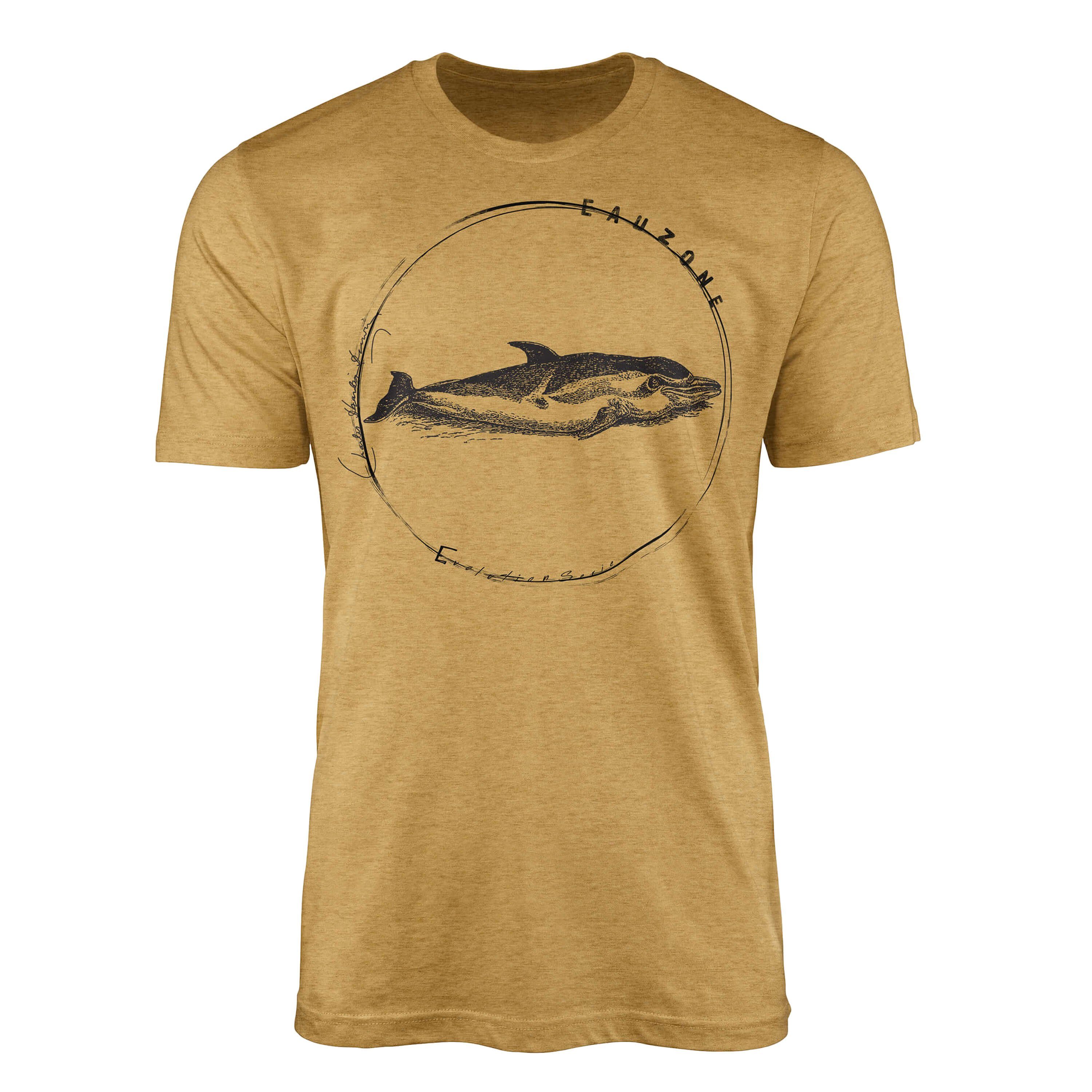 Sinus Art T-Shirt Evolution Herren T-Shirt Delfin Antique Gold