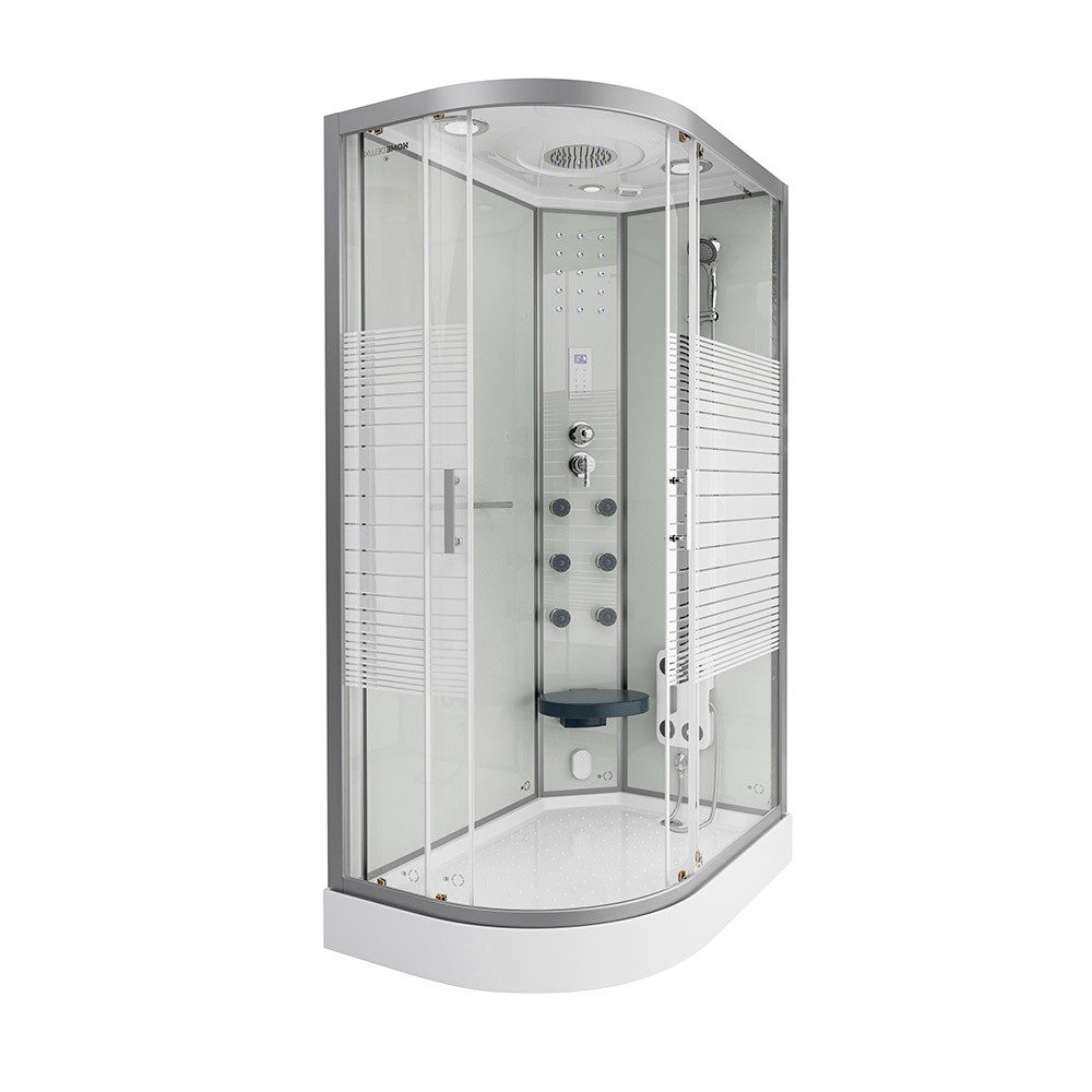 HOME DELUXE Dampfdusche WHITE PEARL - 120 x 80 cm Links, BxT: 120x80 cm, ESG-Vollverglasung, Regendusche, Duschtempel, Fertigdusche, Dusche, Duschkabine Komplett